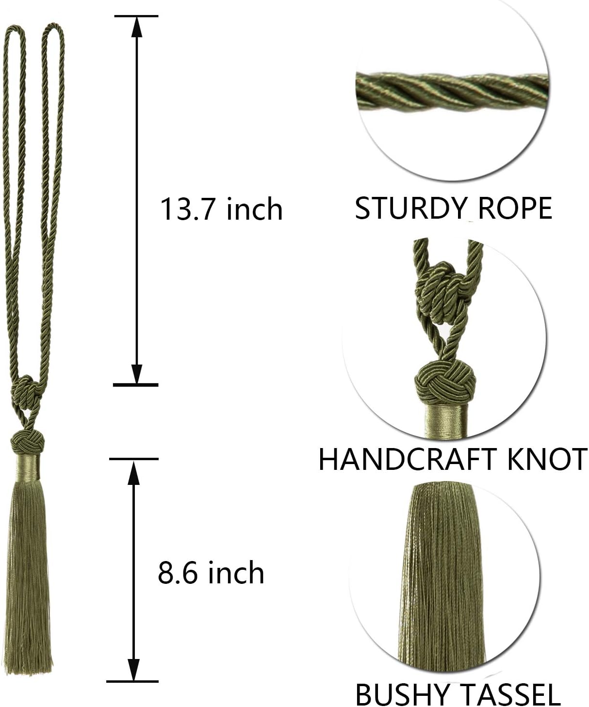 BEL AVENIR Green Curtain Holdbacks 4 Pack
