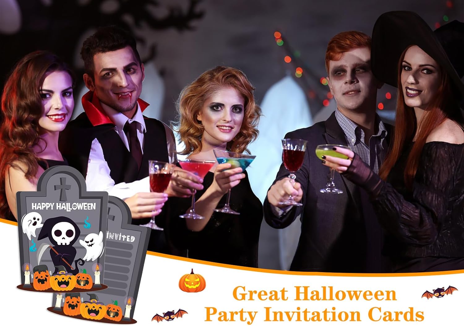 D24TIME Halloween Invitation Cards 12Pcs with Envelopes