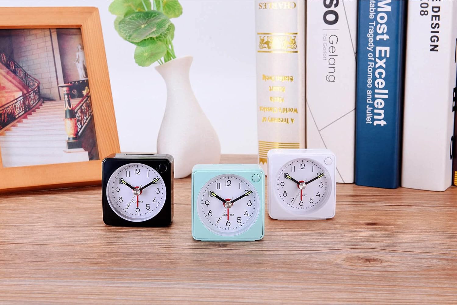Jisile Travel Analog Alarm Clock 225 Inch Ultra Small with Snooze and Light