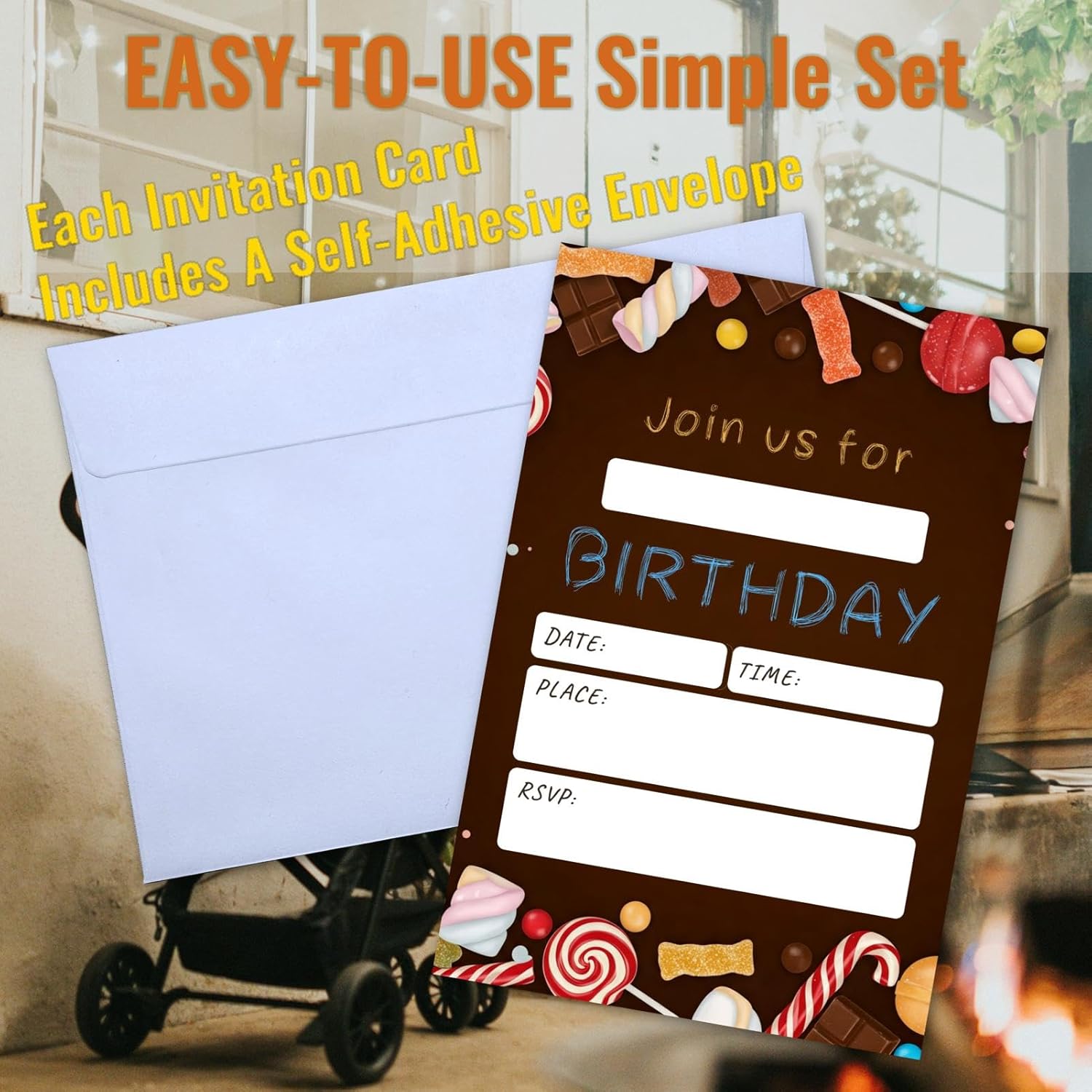 WENFLY Candy Birthday Invitations Kit 25 Pcs 4x6 Inch