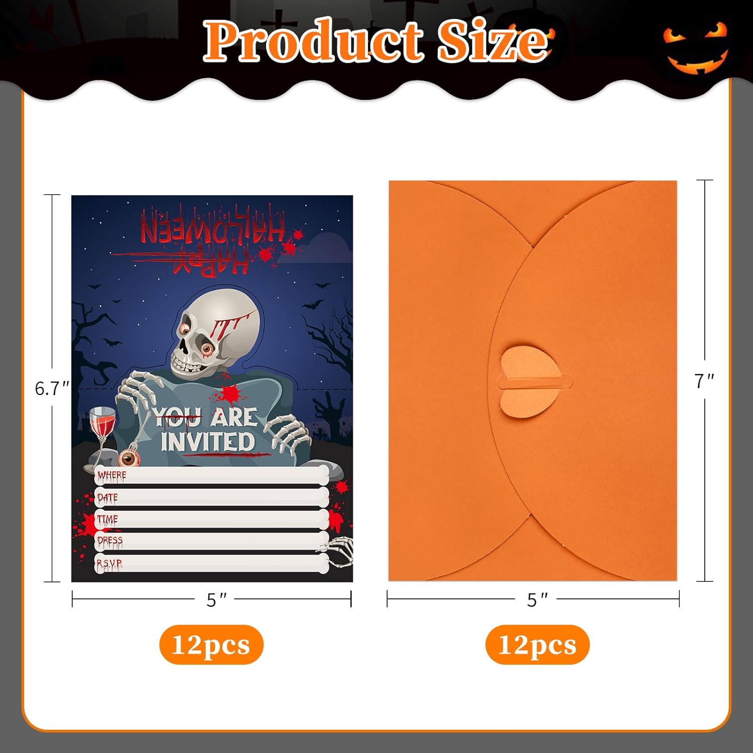 D24TIME Halloween Invitation Cards 12Pcs Set