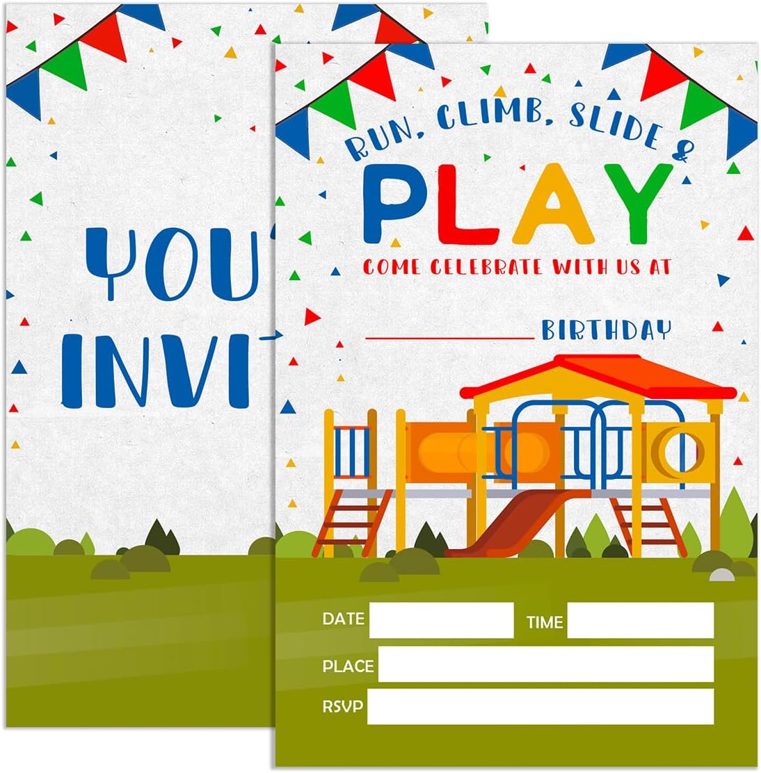Birthday Invitations for Boy Kids Park with Envelopes Set of 20