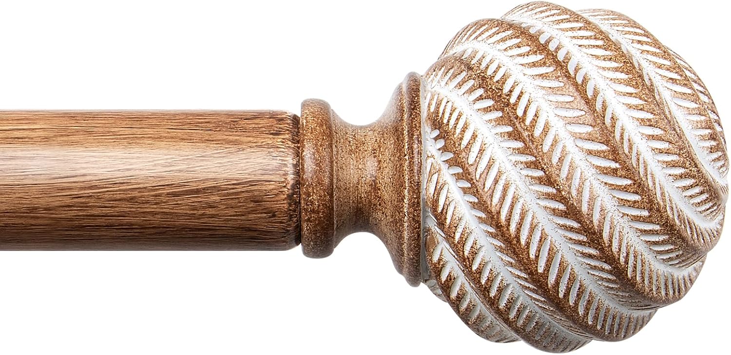 Wood Grain Curtain Rod 32-120 Inches Boho Style