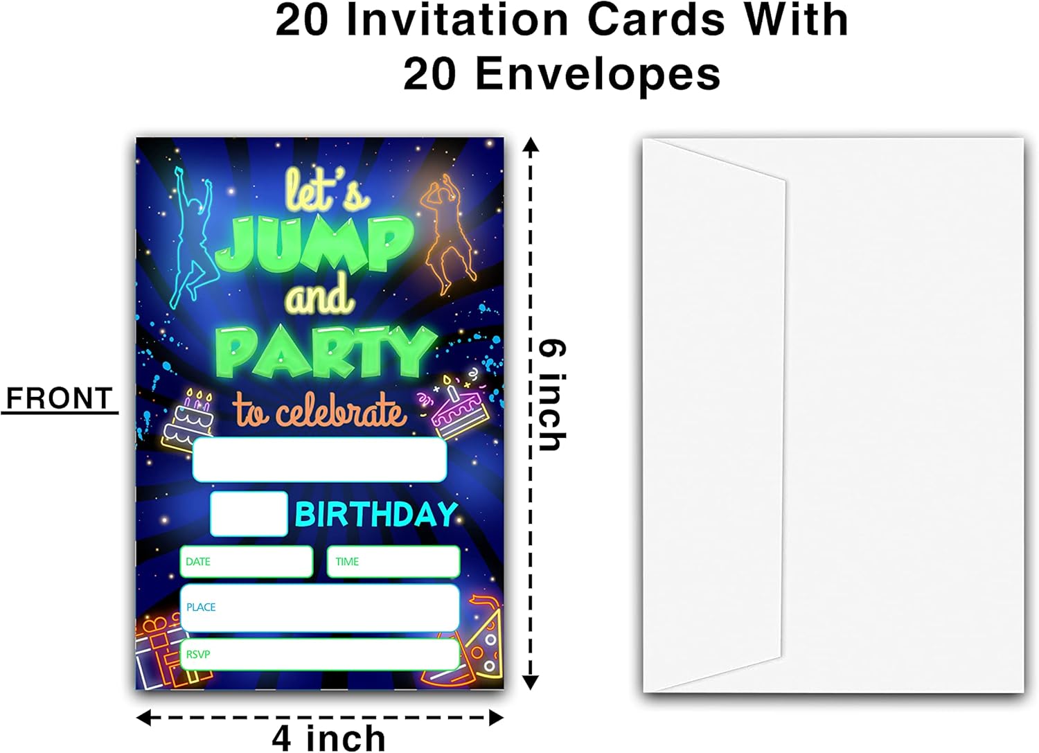 ONDTOM Jump Trampoline Birthday Invites 20 Pack
