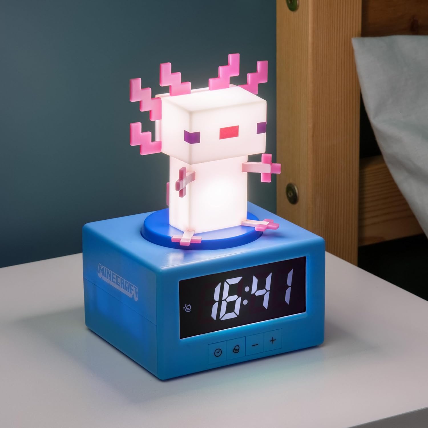 Paladone Minecraft Axolotl Alarm Clock with Night Light