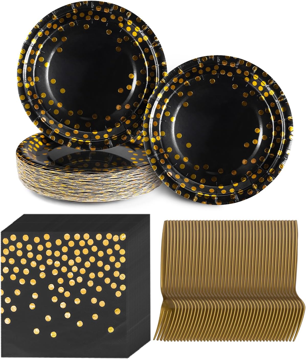 Lzerking Party Plates Napkins Forks Set for 50 Guests