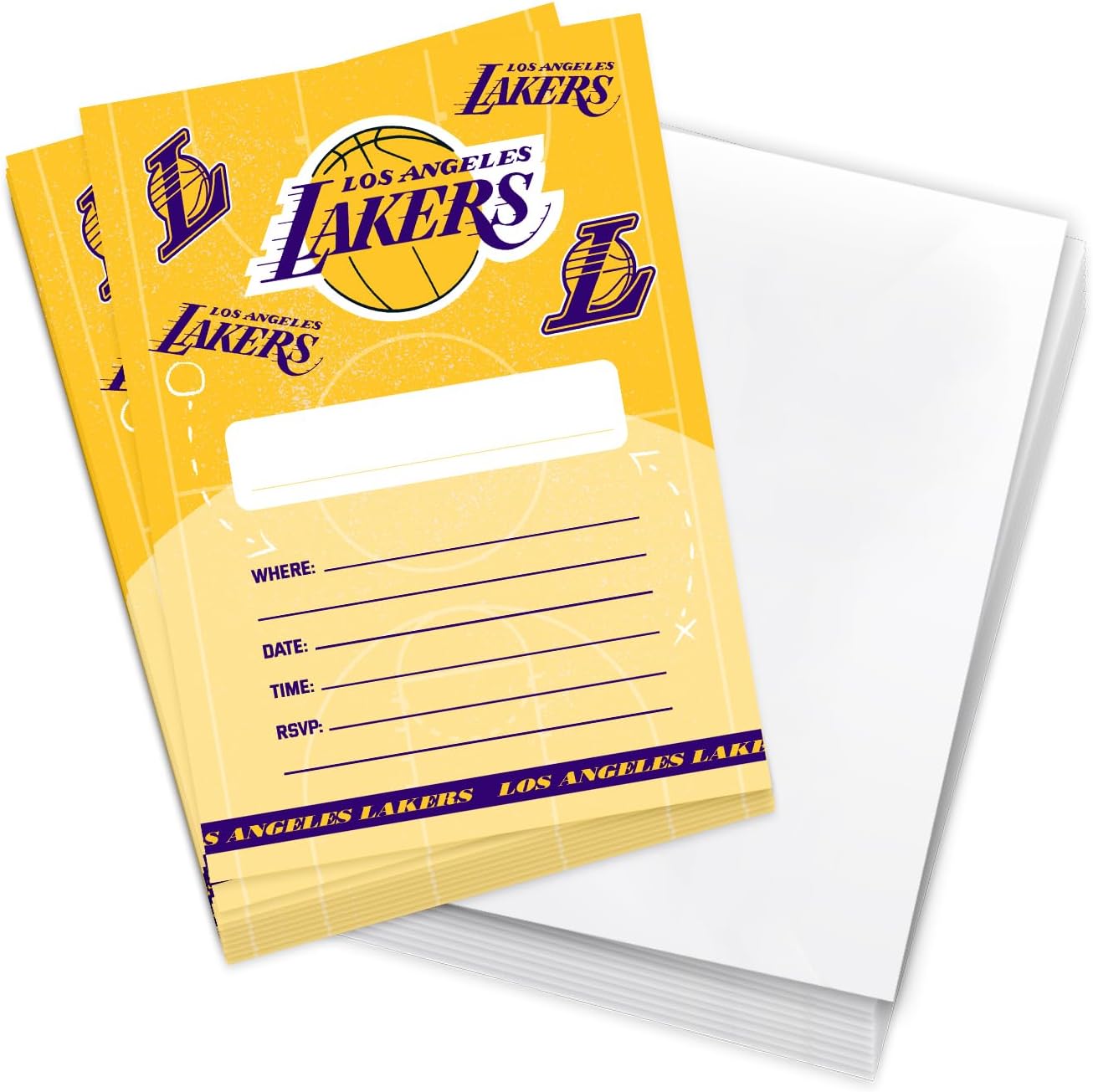 Desert Cactus LA Lakers Invitations 10 Count With Envelopes