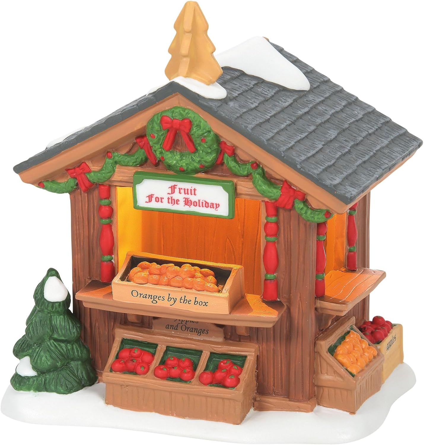 Department 56 Dickens Village Market Fruit Stand Light Building