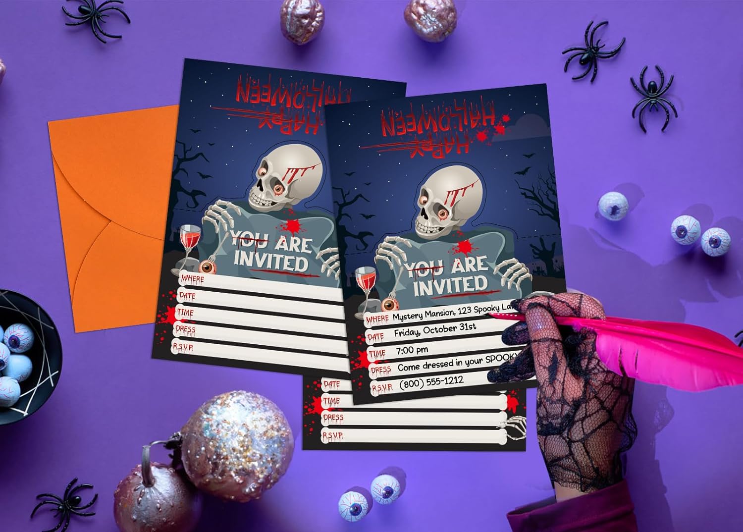 D24TIME Halloween Invitation Cards 12Pcs Set