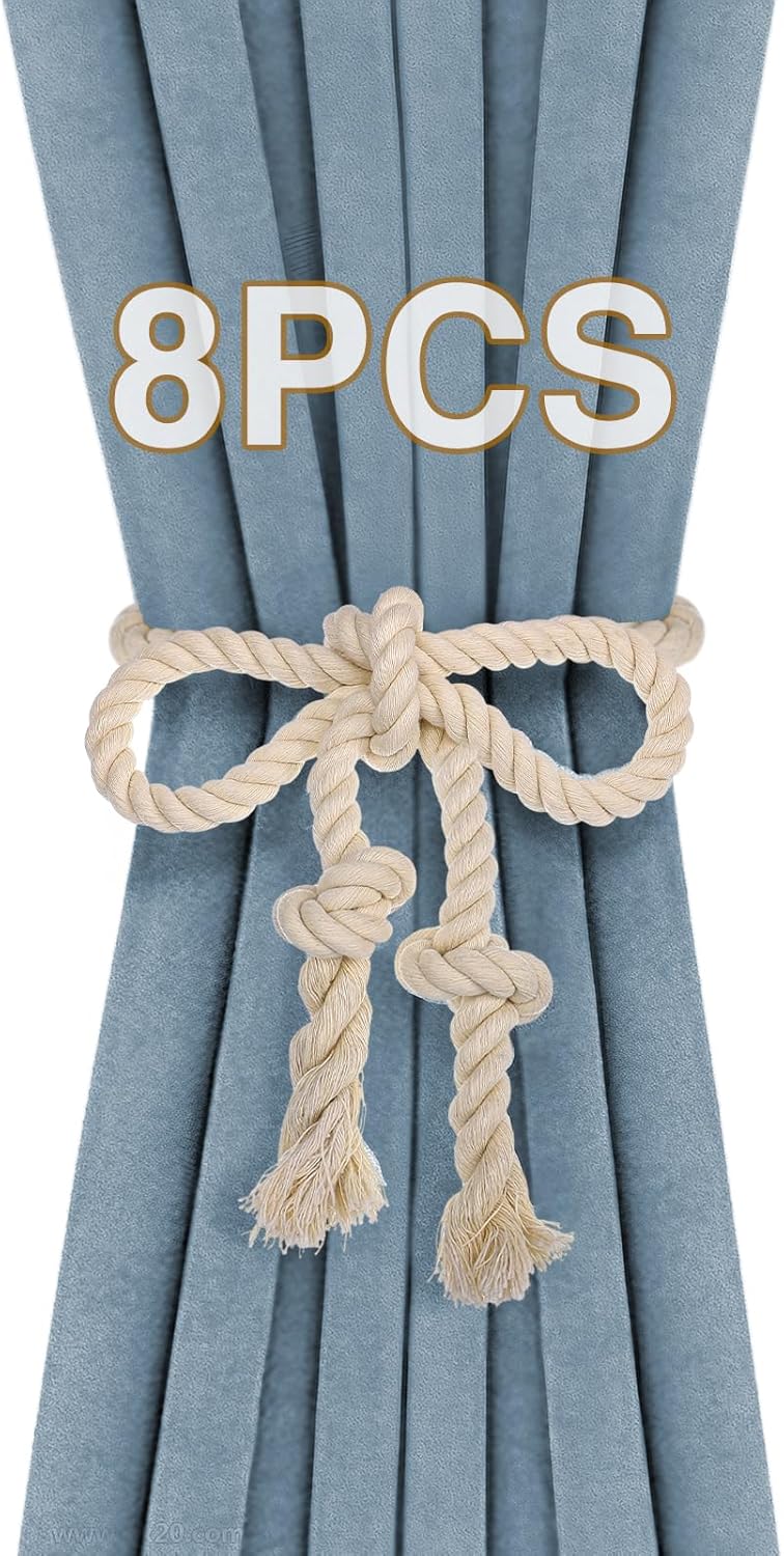 8 Pcs Hand Woven Curtain Tiebacks No Drilling