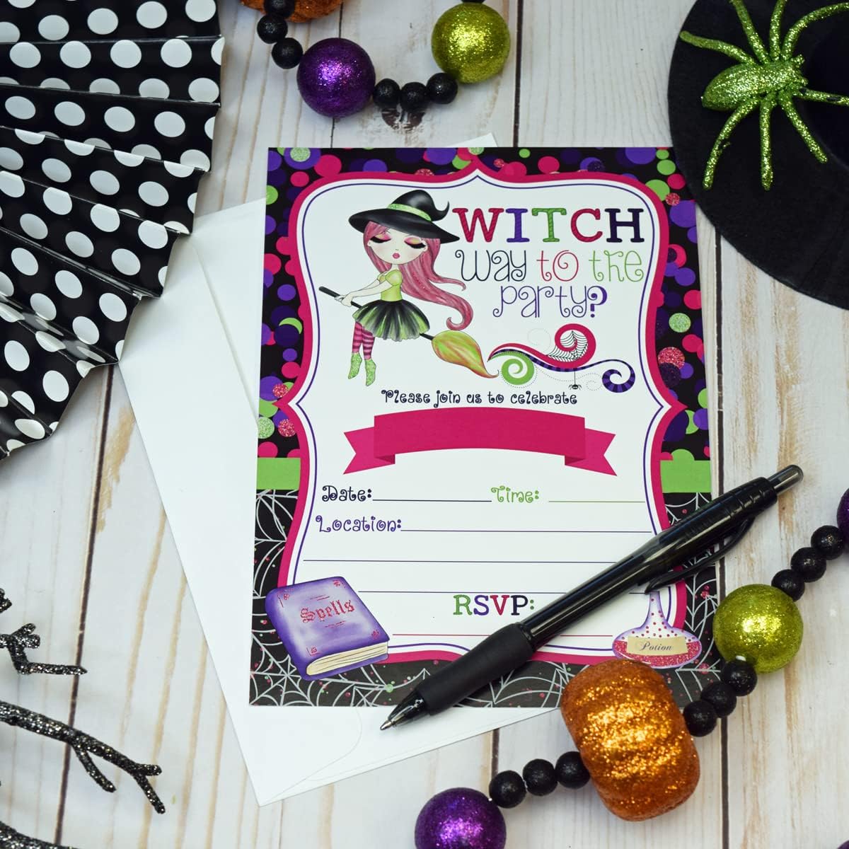 Fancy Halloween Witch Party Invites 20 5x7 Fill In Cards