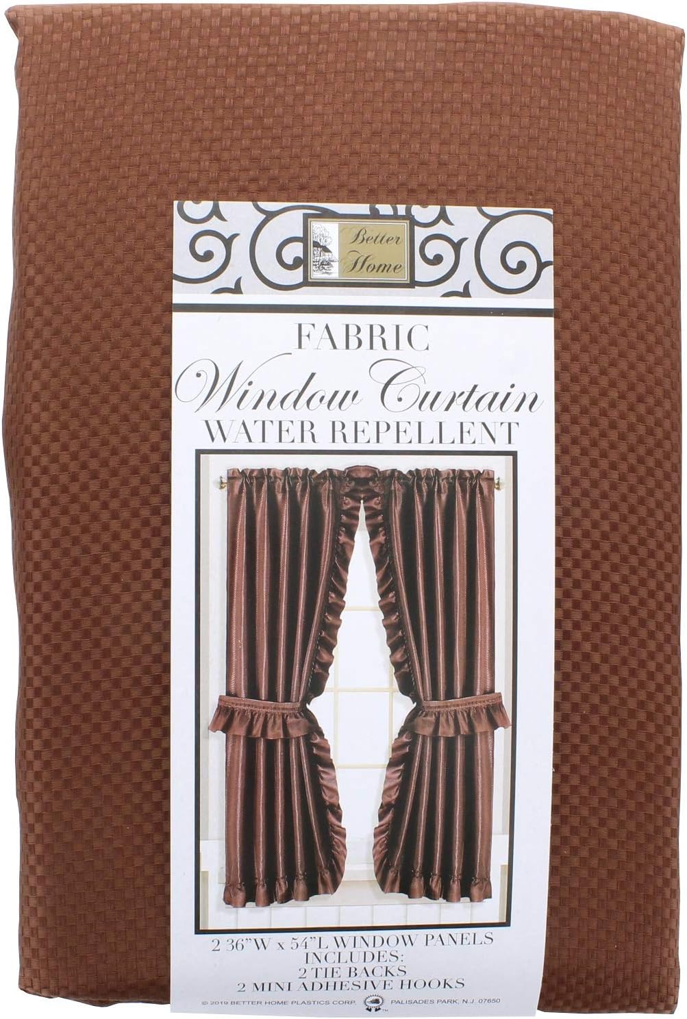 Mosaic Fabric Ruffled Window Curtain 54 Long Chocolate Brown