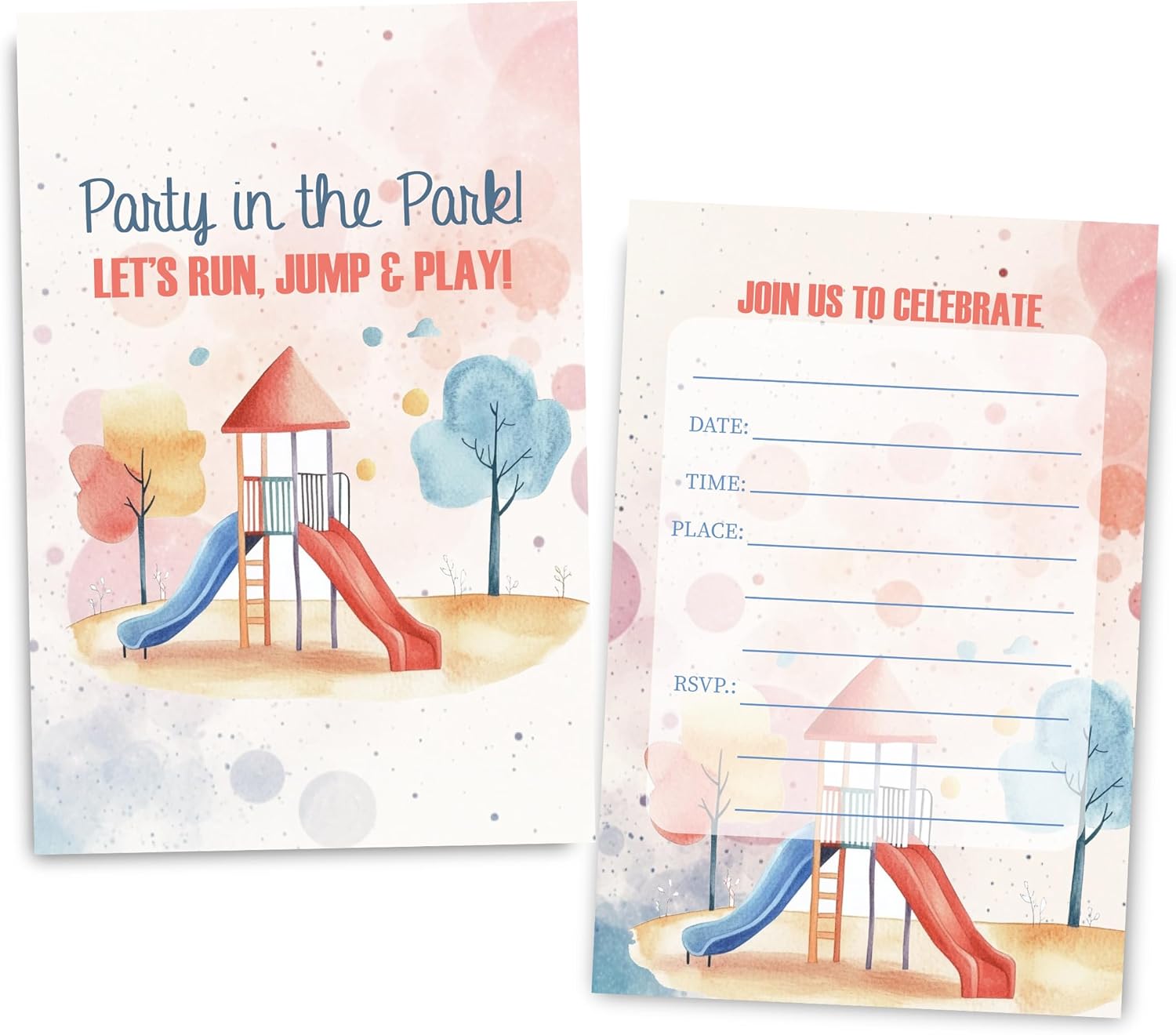 Playground Birthday Invitations for Kids 30 Sets with Envelopes