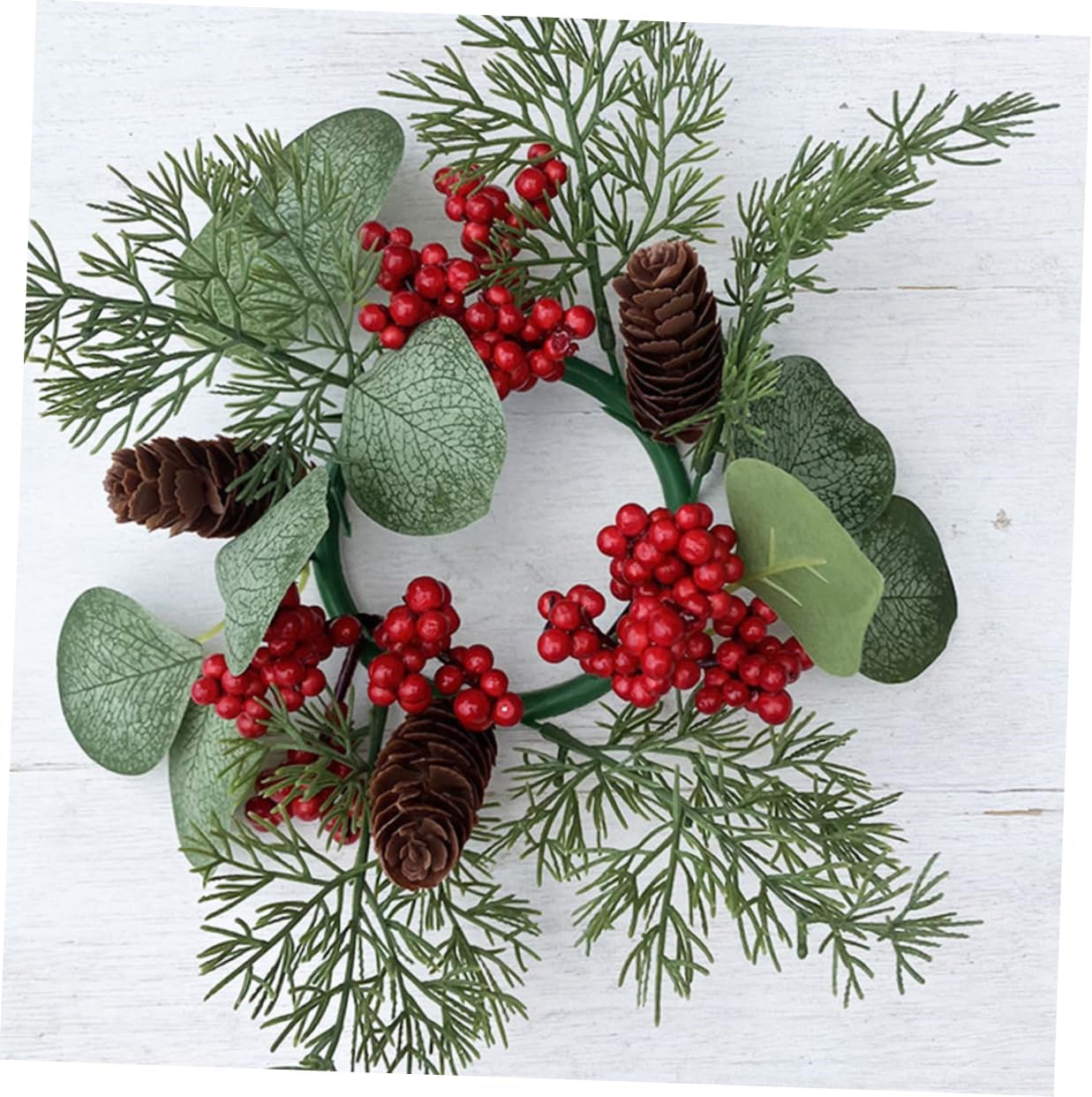 BESTYASH Christmas Candle Ring Wreath Artificial Decor