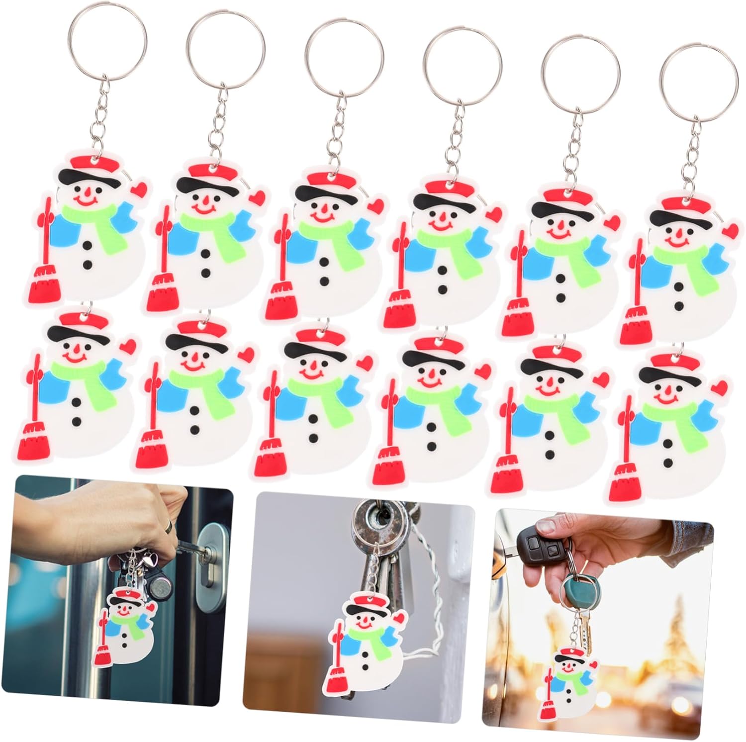 12pcs Cartoon Santa Keychains Christmas Decor