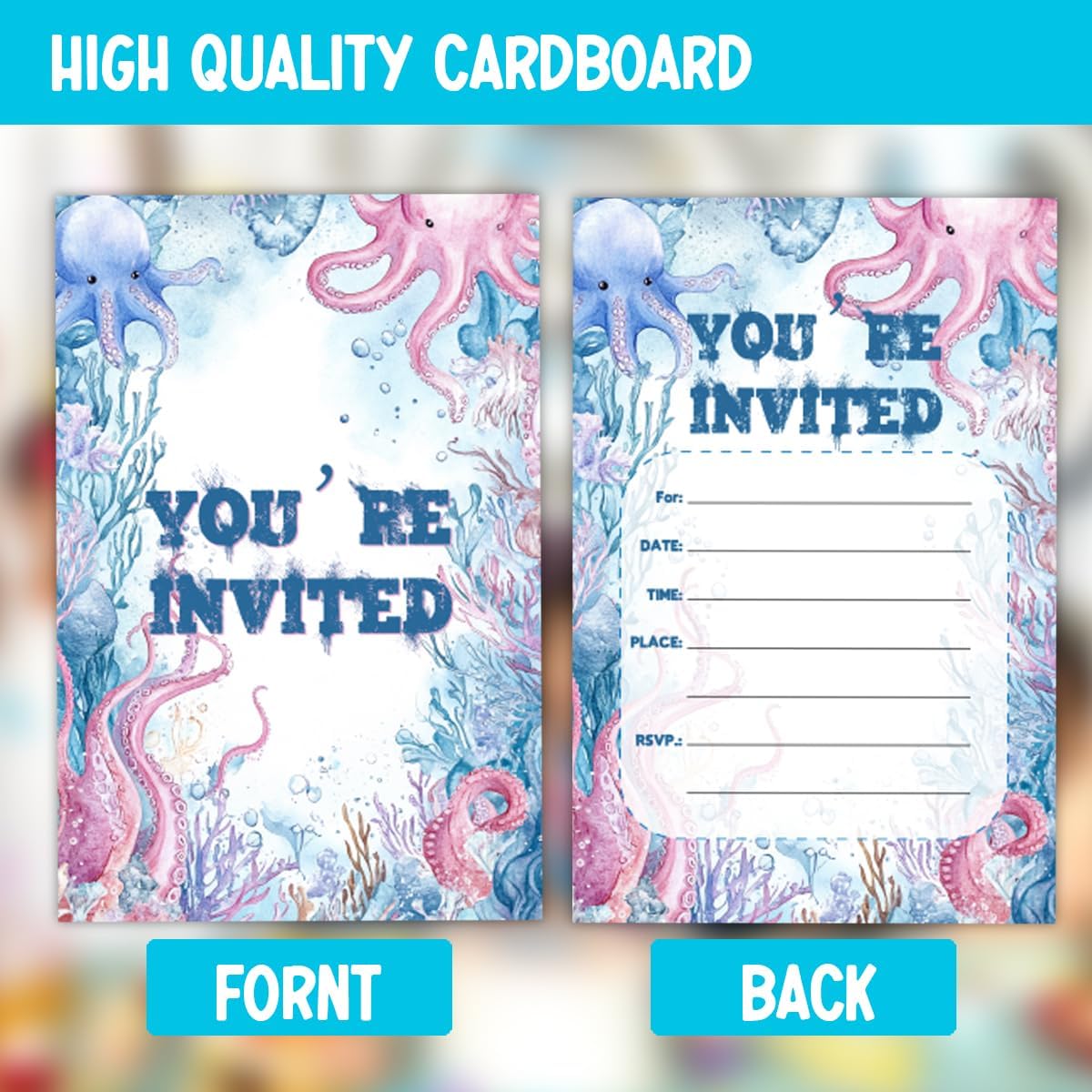 Under the Sea Octopus Birthday Party Invitations