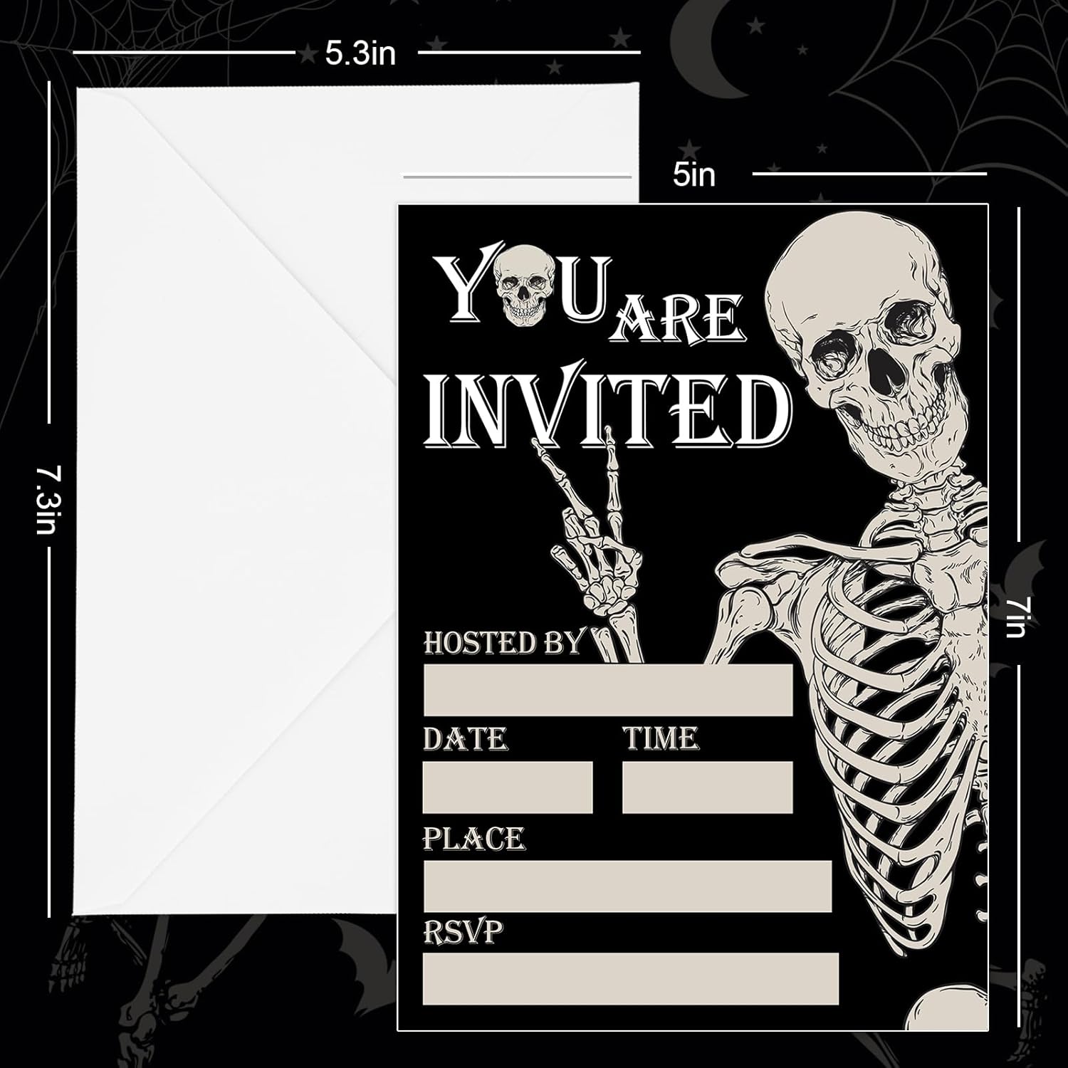 Whaline 25 Piece Halloween Invitation Set with Envelopes and Stickers