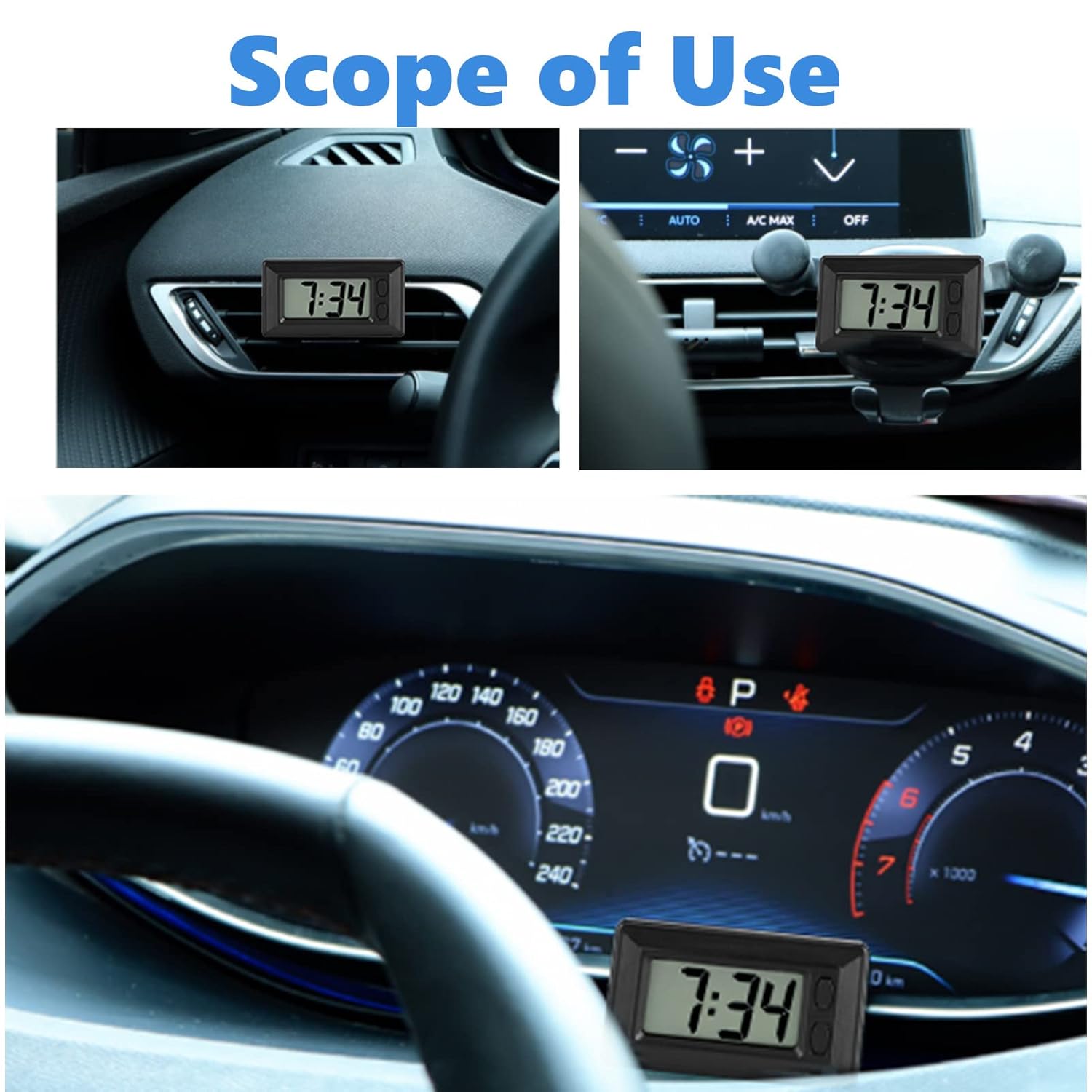 Ultra Thin Digital Clock with Calendar for Car Home Office
