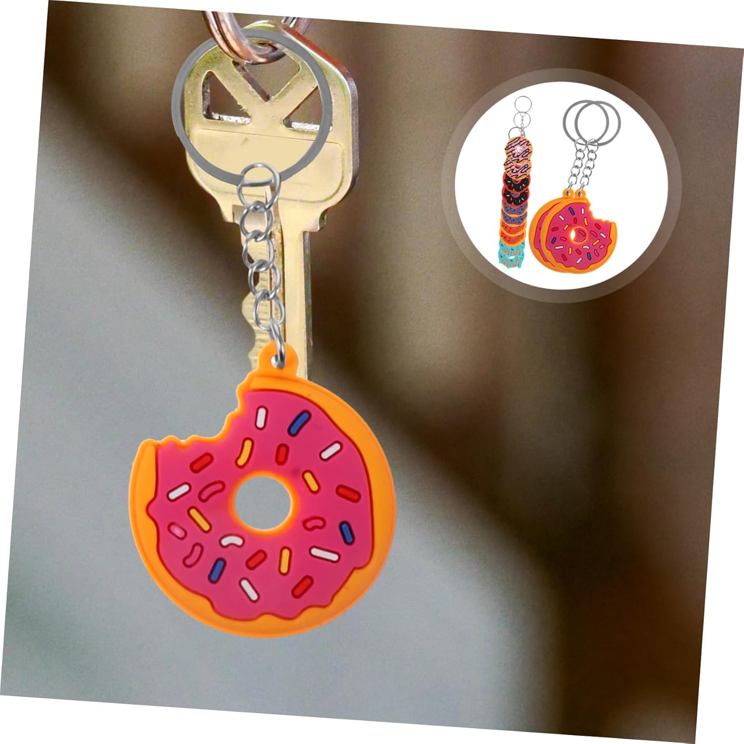 12pcs Cute PVC Donut Keychain Pack