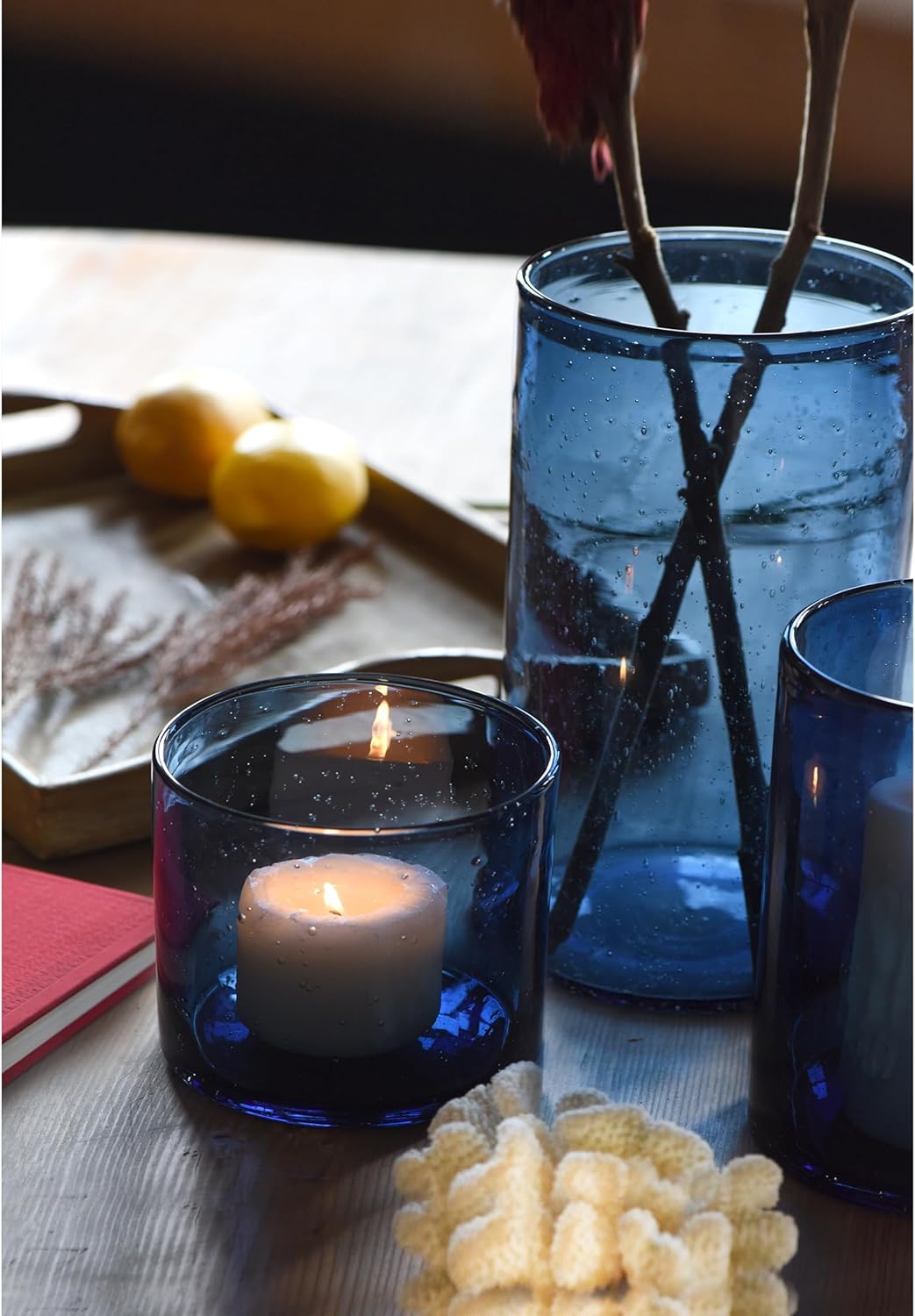 ARIAMOTION Glass Hurricane Candle Holders Set of 3