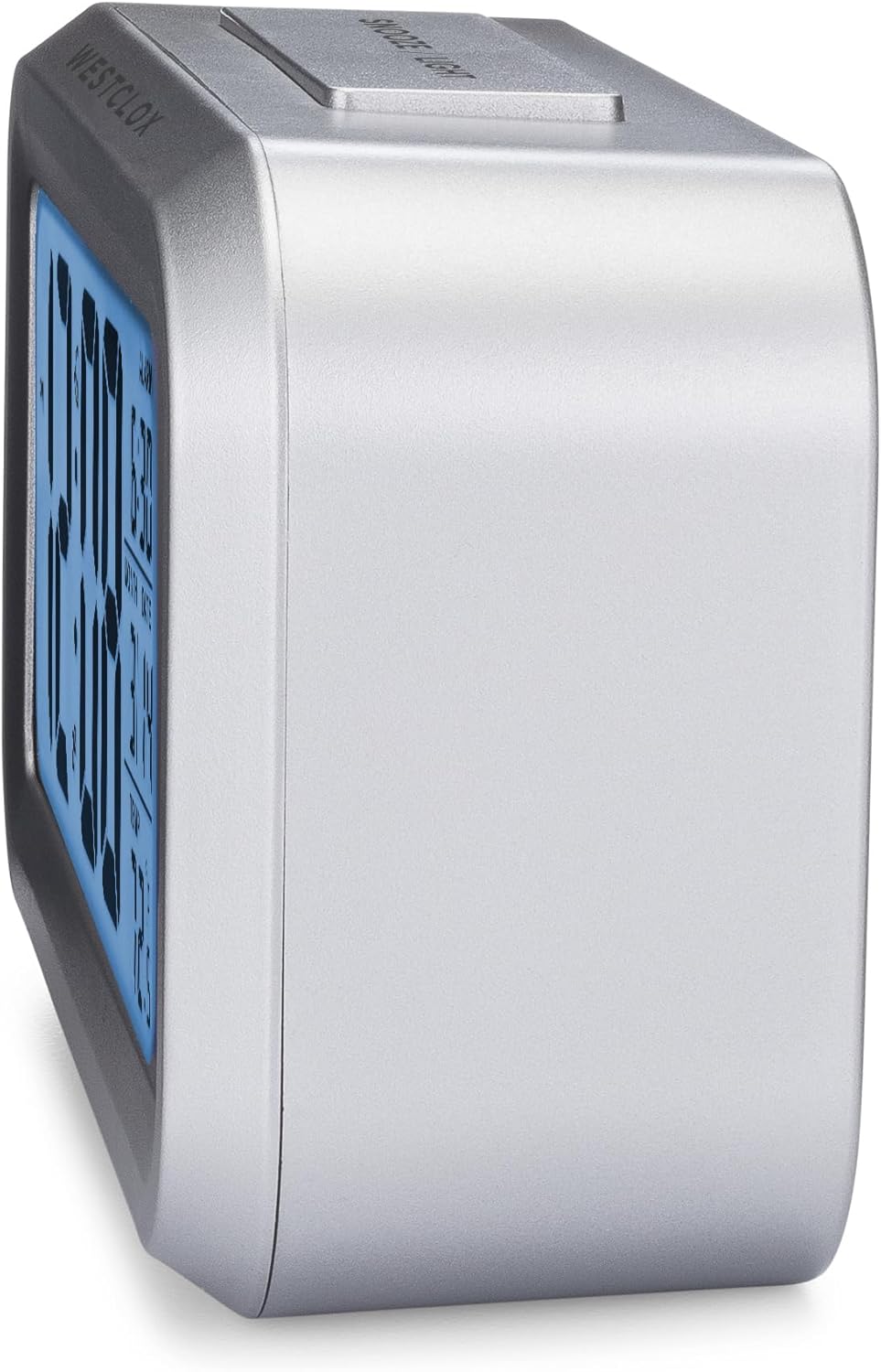 Westclox Digital Alarm Clock with Blue Backlight Temperature and Date Display Silver
