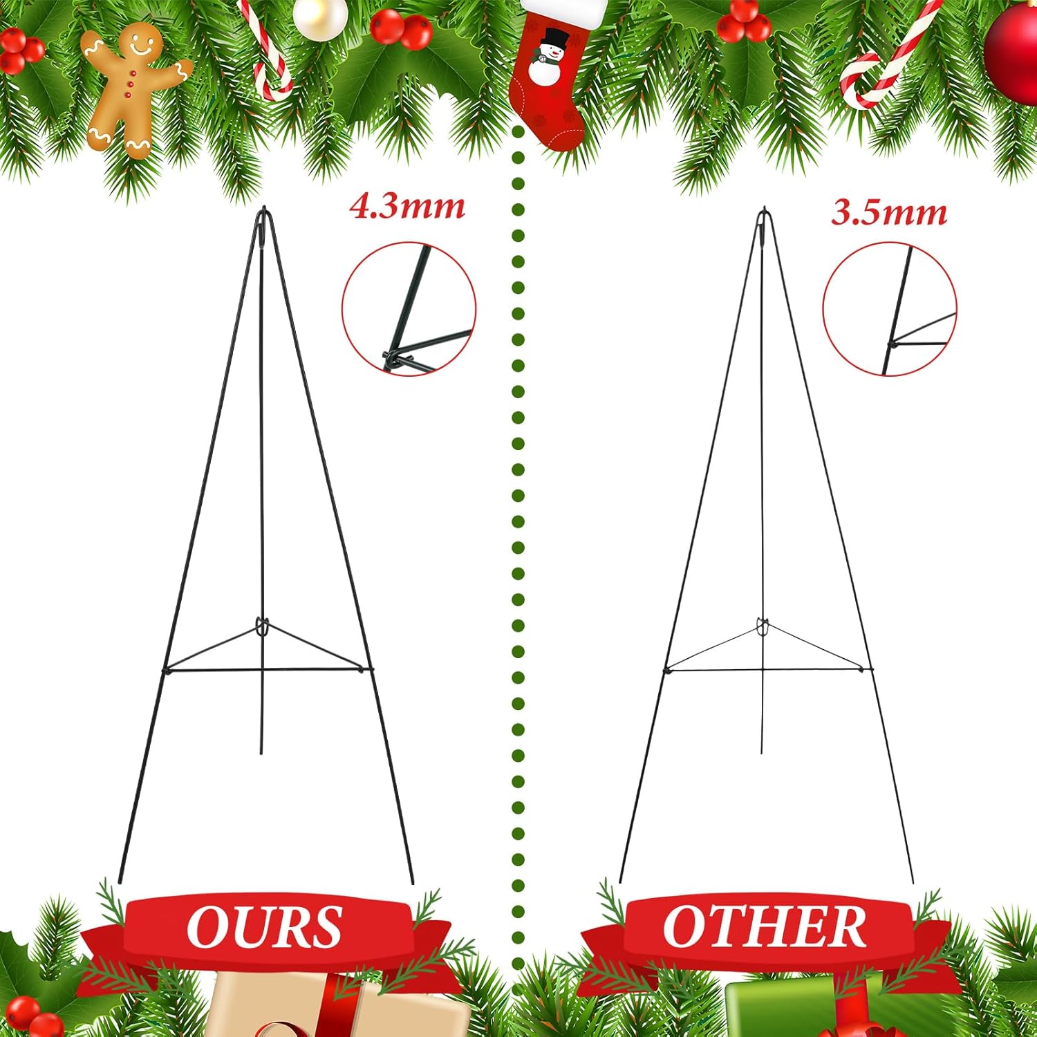Soaoo Wreath Stand for Grave Marker 30 Inch Metal Easel