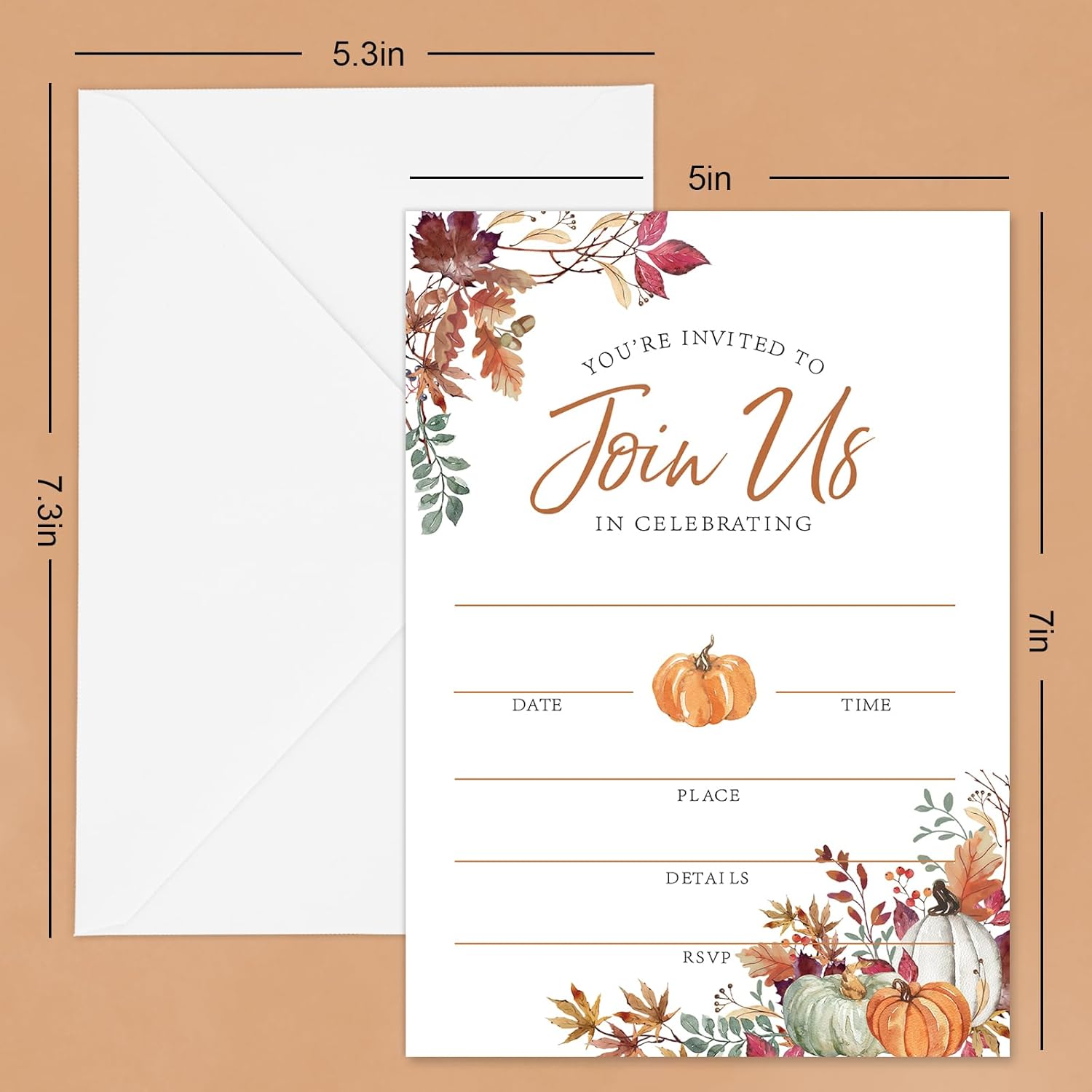 Whaline Fall Invitations 25 Set Autumn Leaves Pumpkin Invites