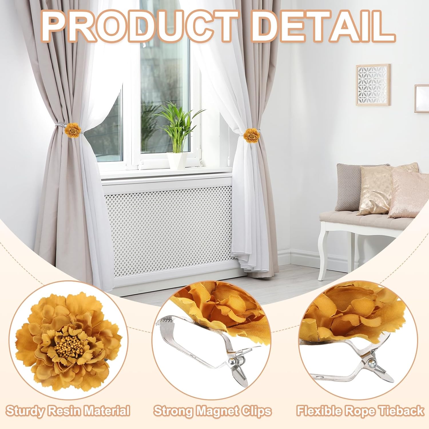 PATIKIL Flower Curtain Tiebacks 2 Pack Coffee
