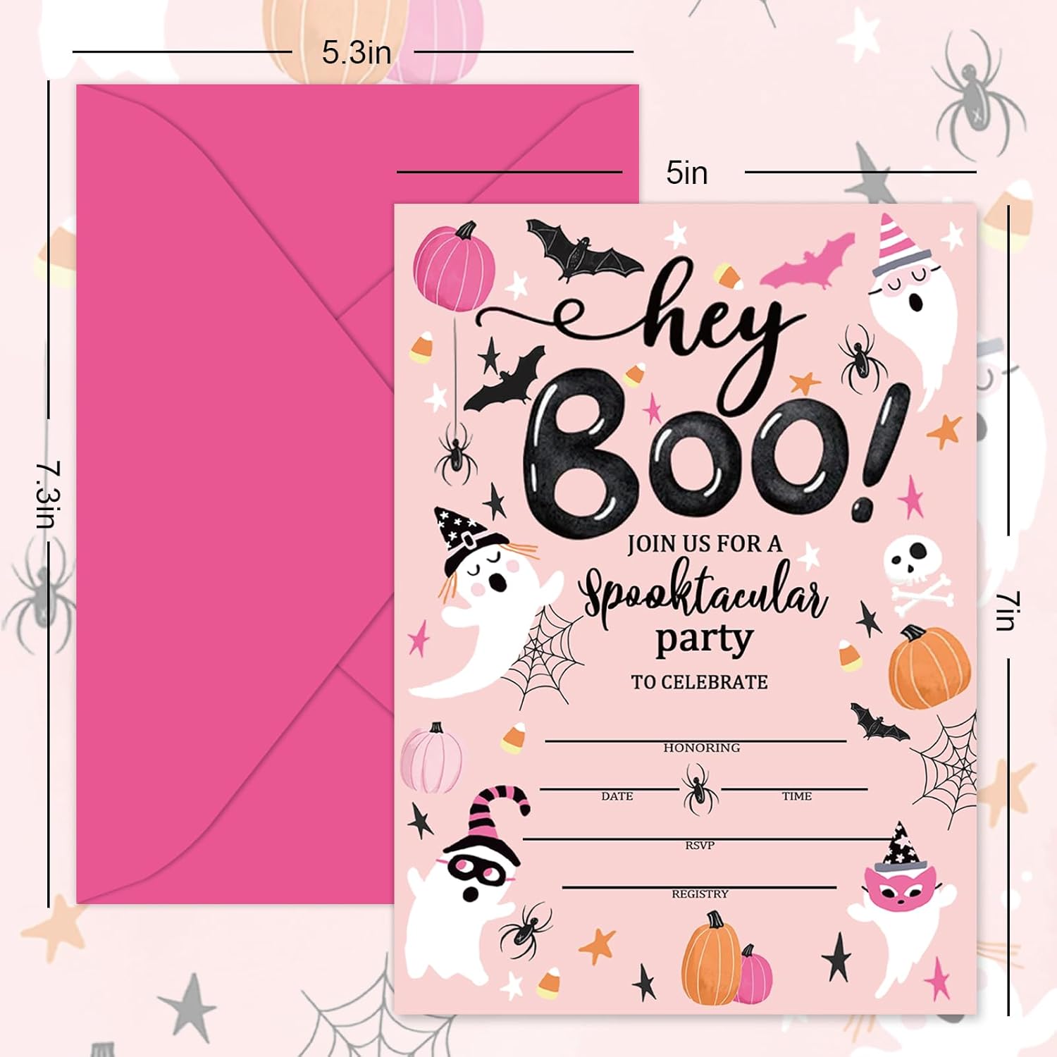 Whaline 25 Halloween Boo Invitations with Envelopes and Stickers