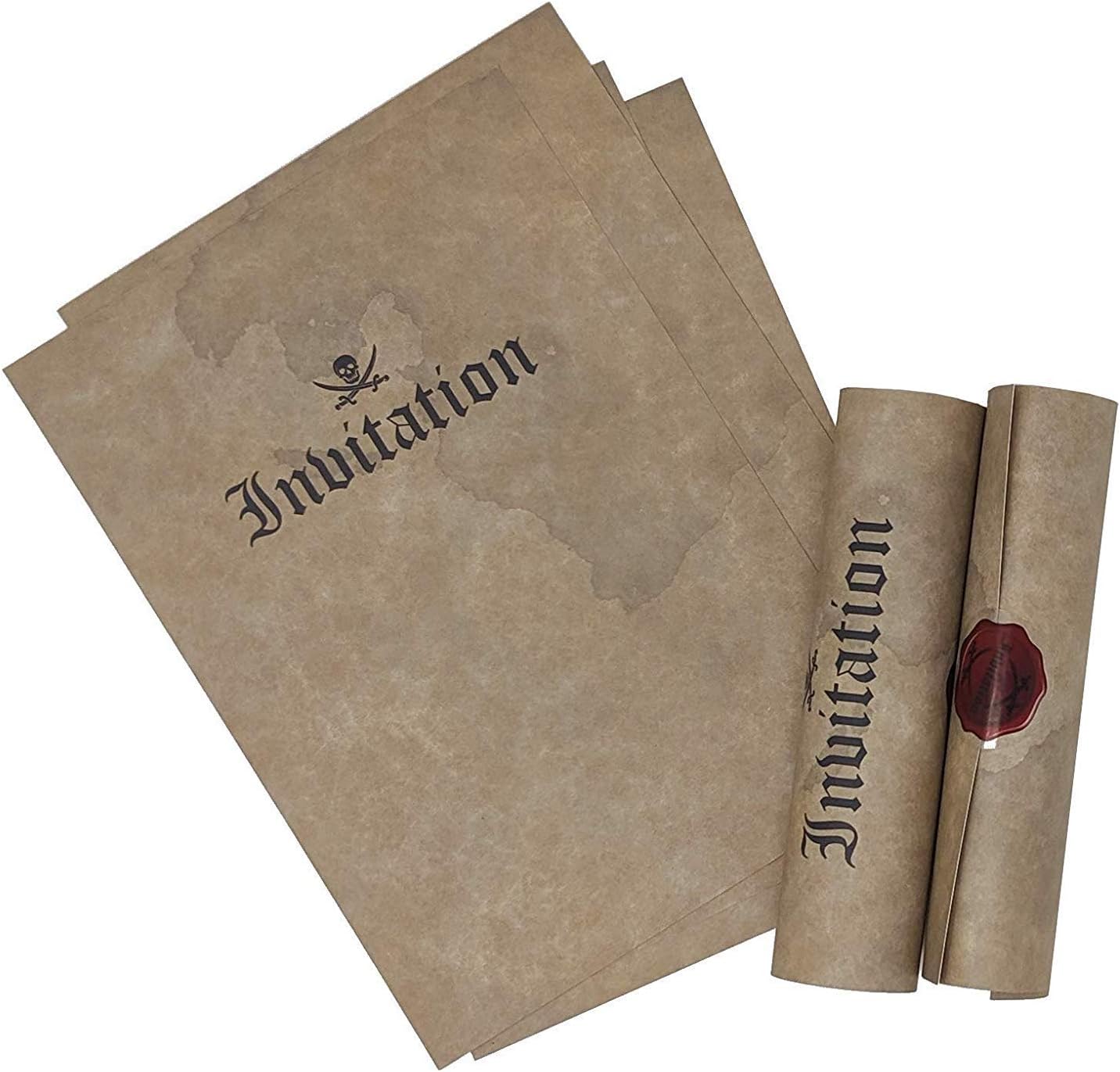 20 Pirate Birthday Invitations Roll Up Pirate Scrolls