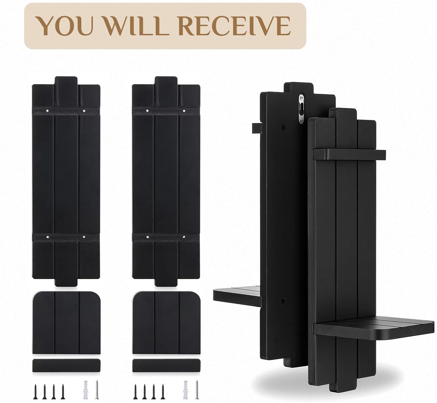 Walasis Black Wood Candle Sconces Set of 2