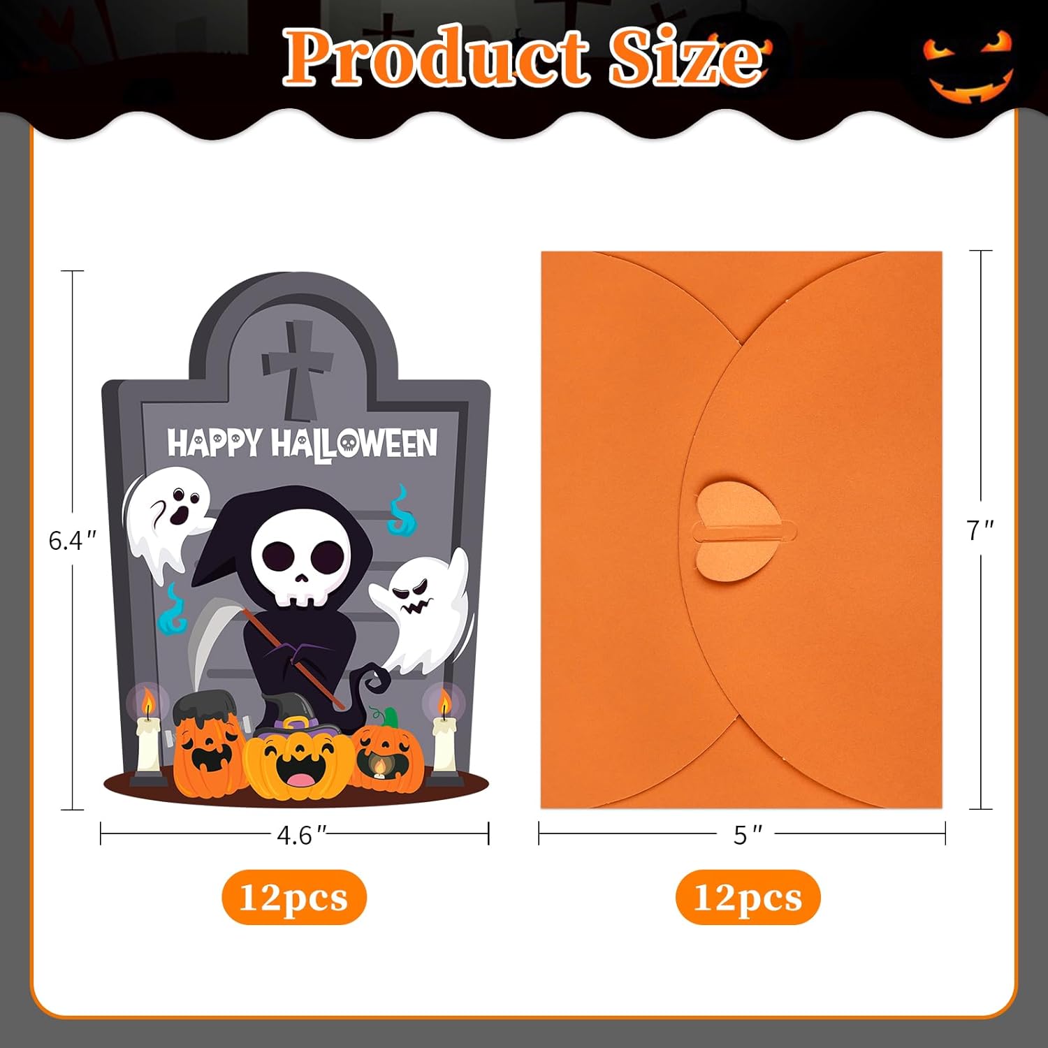 D24TIME Halloween Invitation Cards 12Pcs with Envelopes