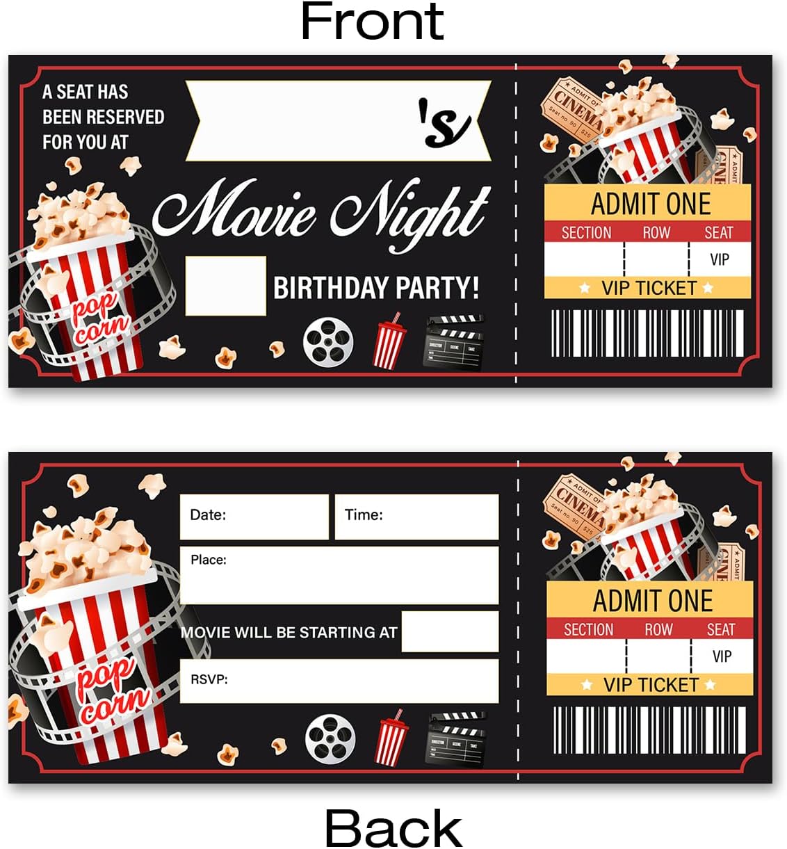 VAHATAN Movie Theme Party Invitations Set 20 Pack