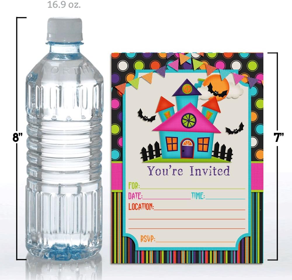 Colorful Haunted House Halloween Invitations 20 Piece Set