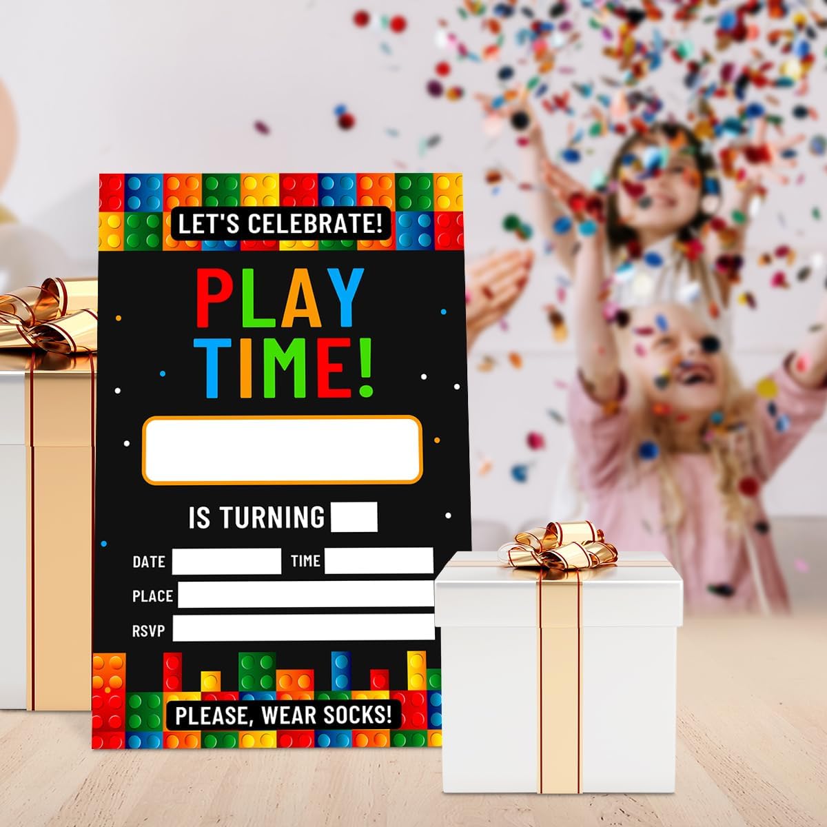 Building Blocks Birthday Invitations Set of 20 with Envelopes
