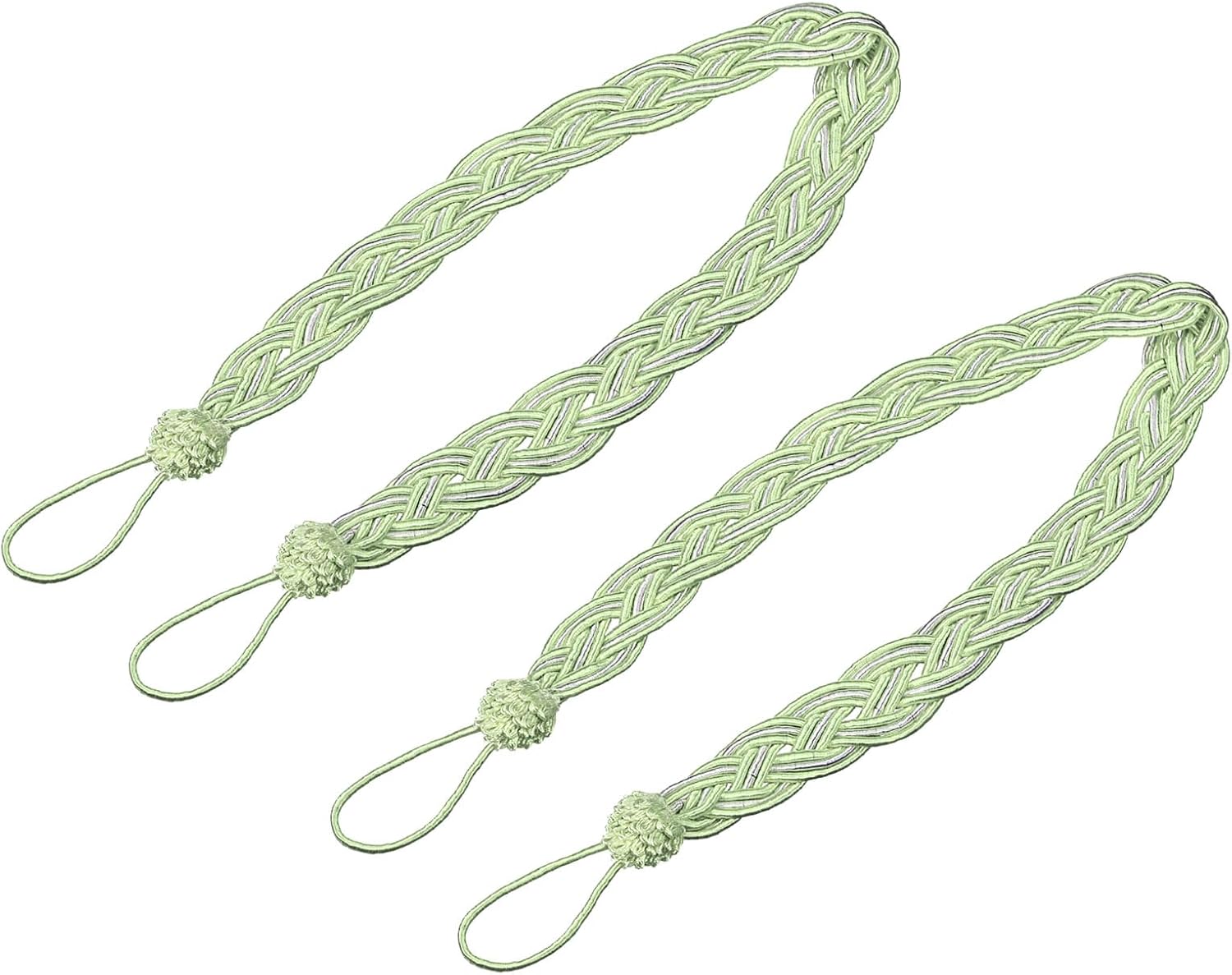 Uxcell 2Pcs Curtain Tiebacks Green Silver