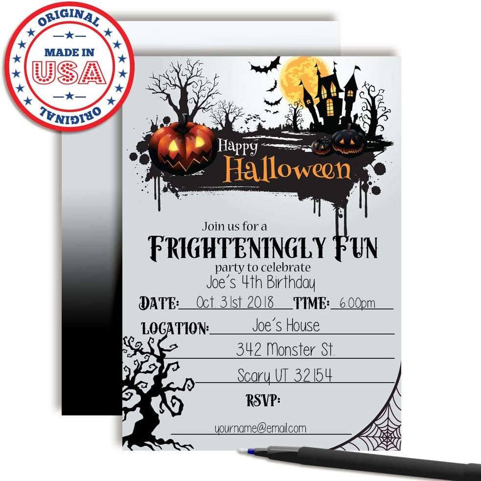 Frighteningly Fun Halloween Party Invitations 20pcs 5x7 Fill In Cards