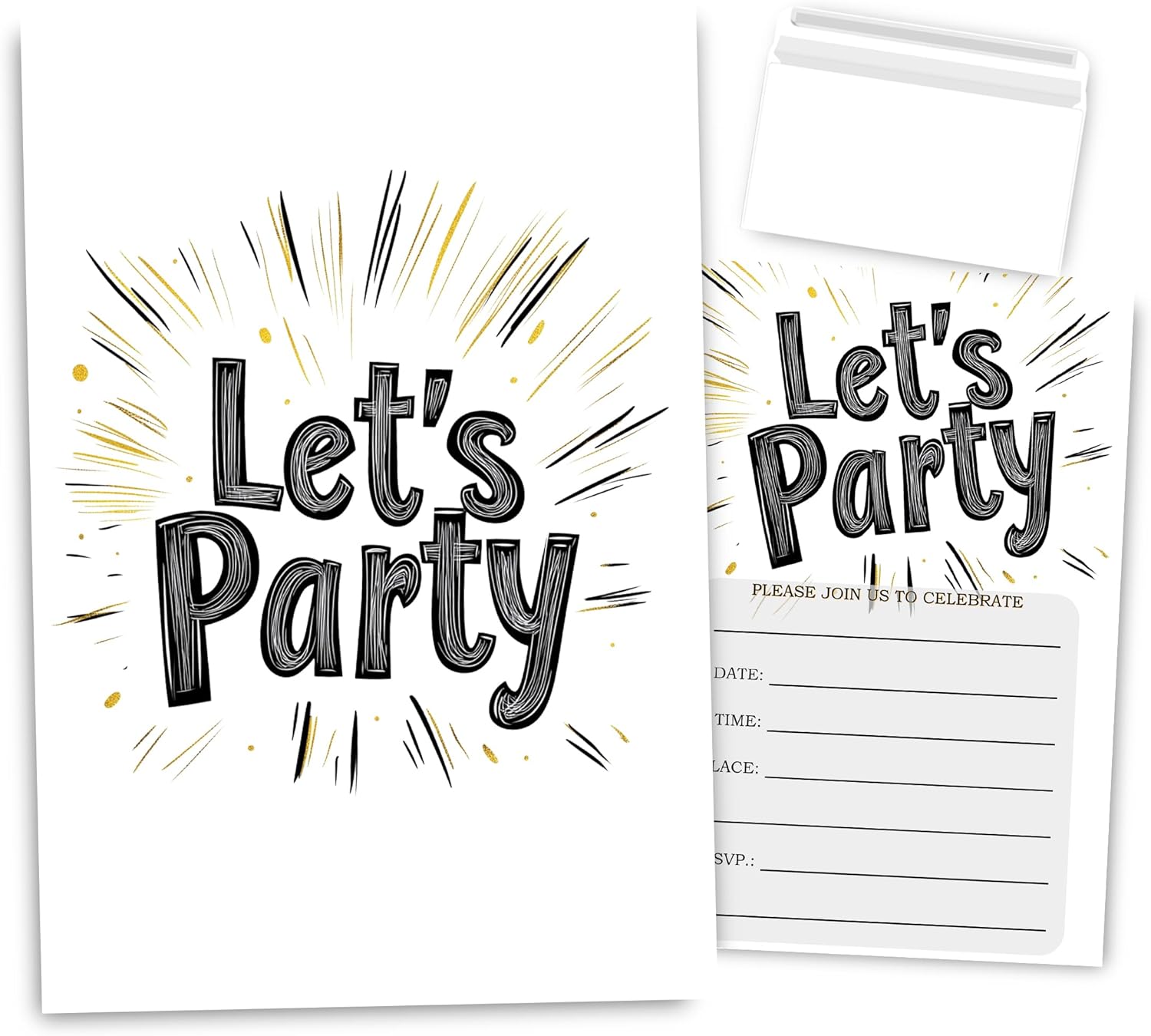 Simple Lets Party Birthday Invitations 30 Sets with Envelopes