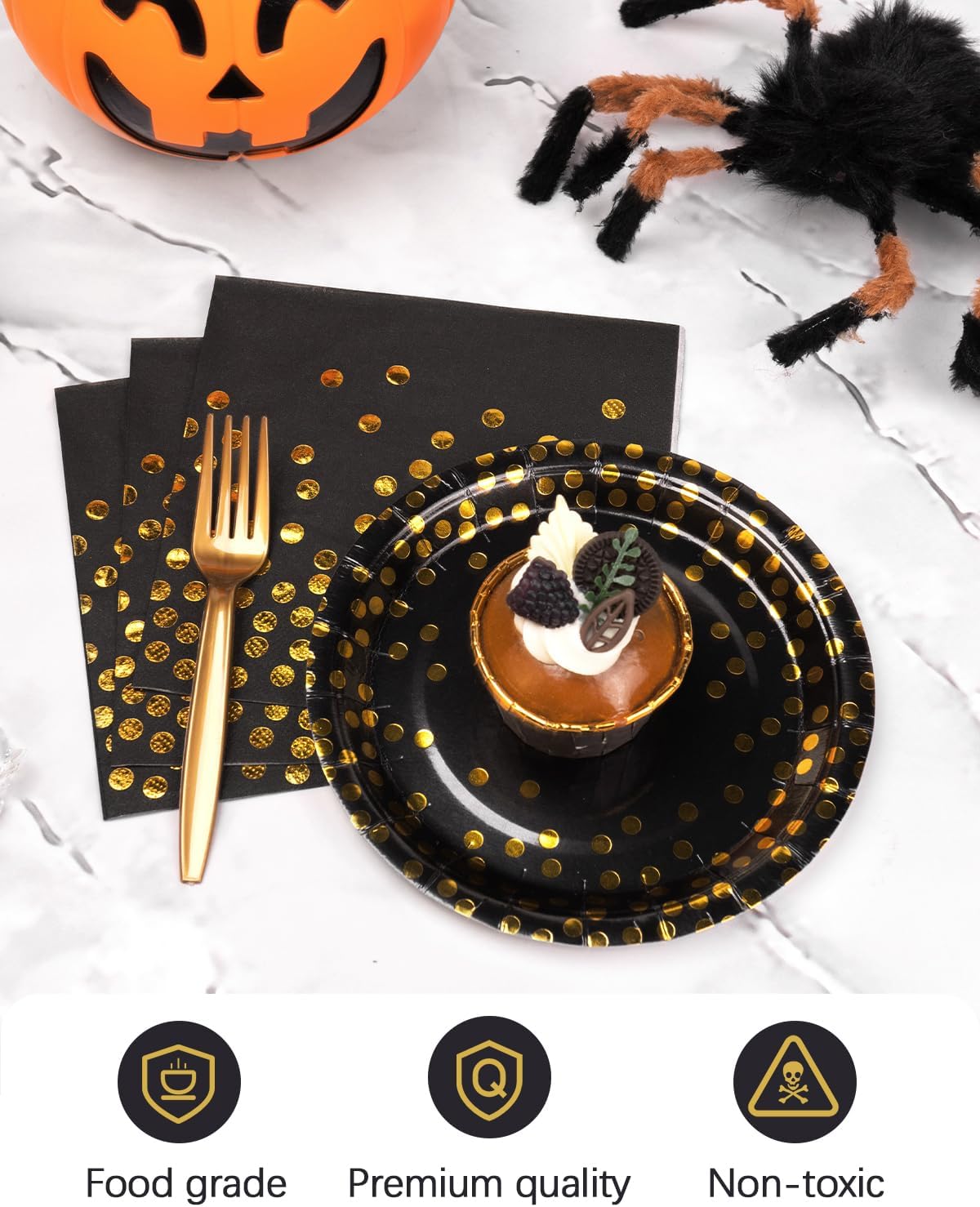 Lzerking Party Plates Napkins Forks Set for 50 Guests