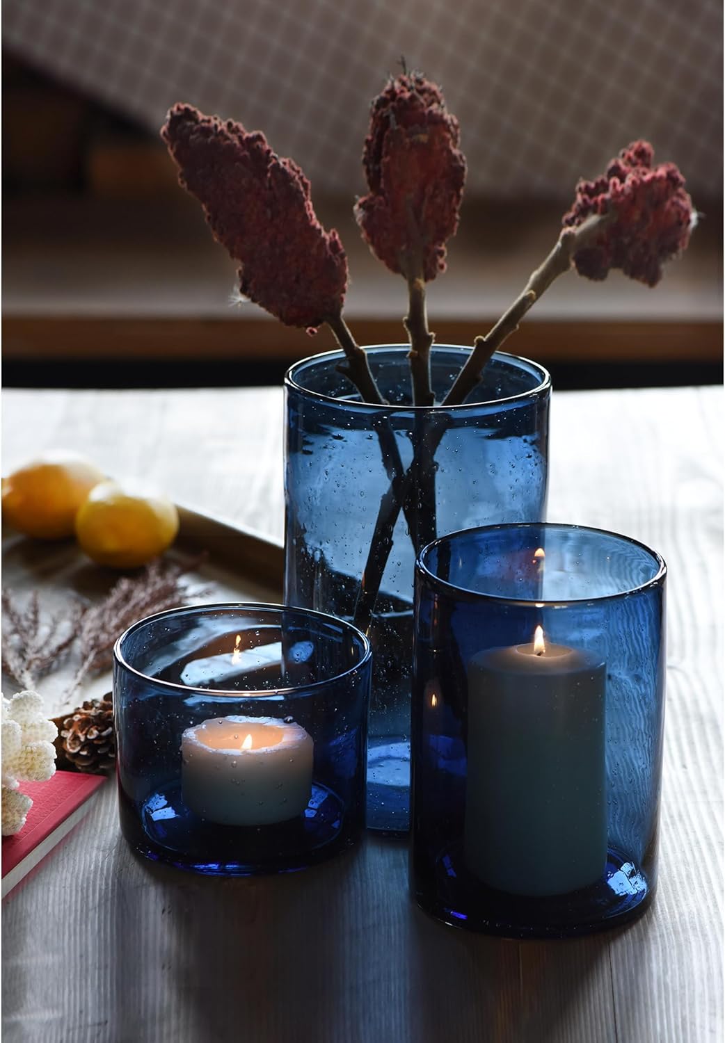 ARIAMOTION Glass Hurricane Candle Holders Set of 3