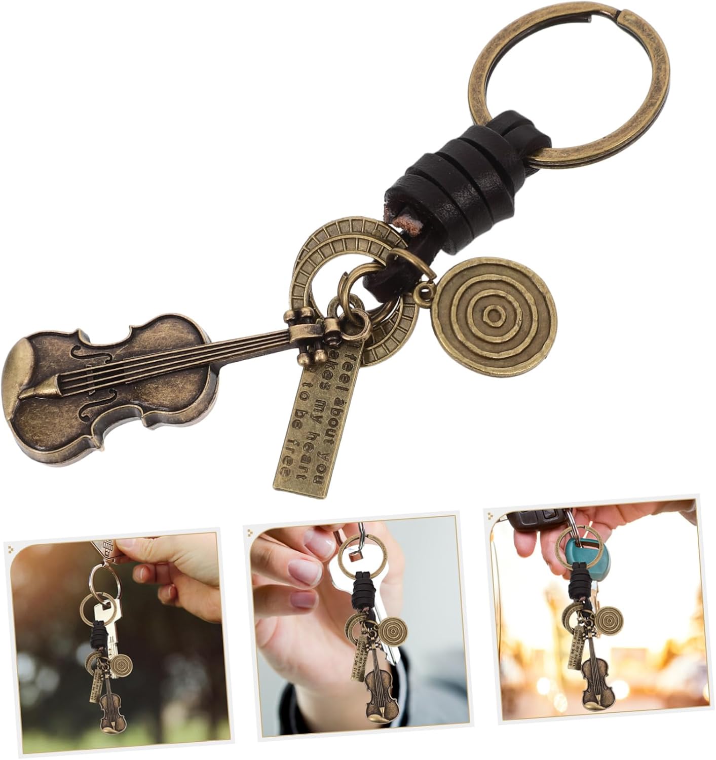 PRETYZOOM Retro Violin Keychain for Music Lovers
