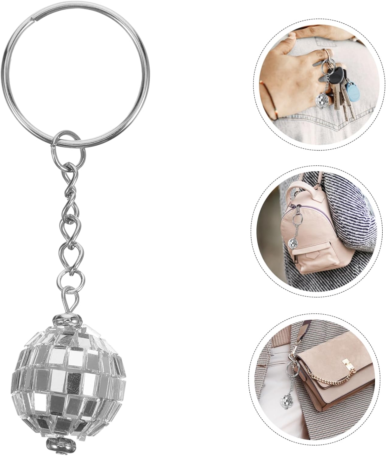 6pcs Retro Disco Keychain Pendant for Stylish Backpack Accessories
