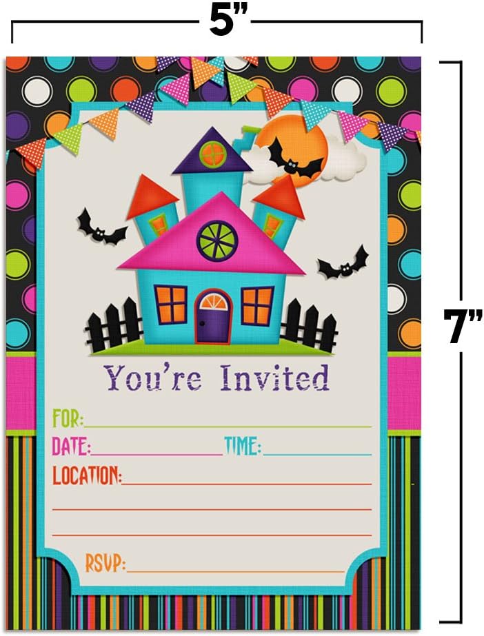 Colorful Haunted House Halloween Invitations 20 Piece Set