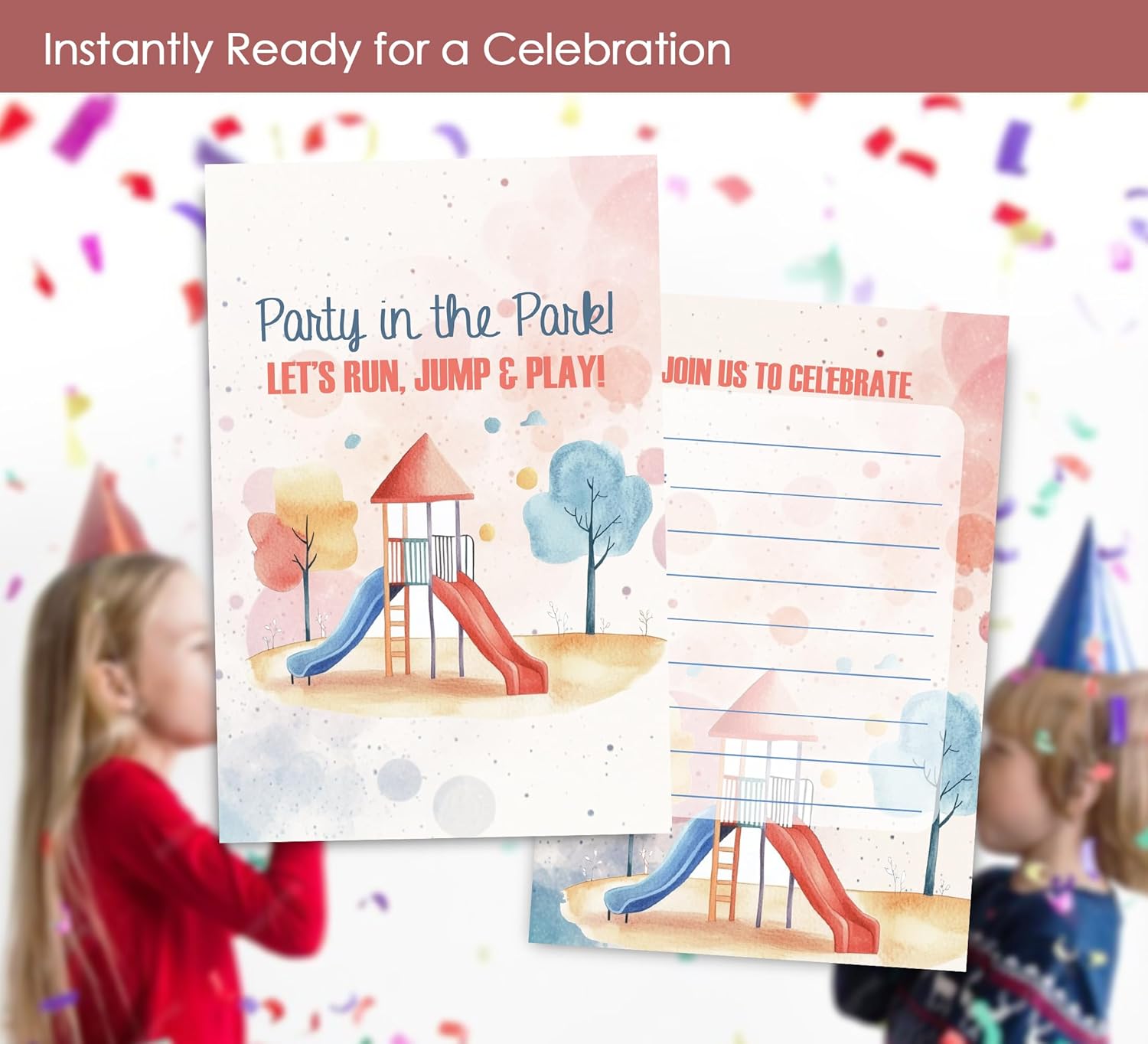 Playground Birthday Invitations for Kids 30 Sets with Envelopes