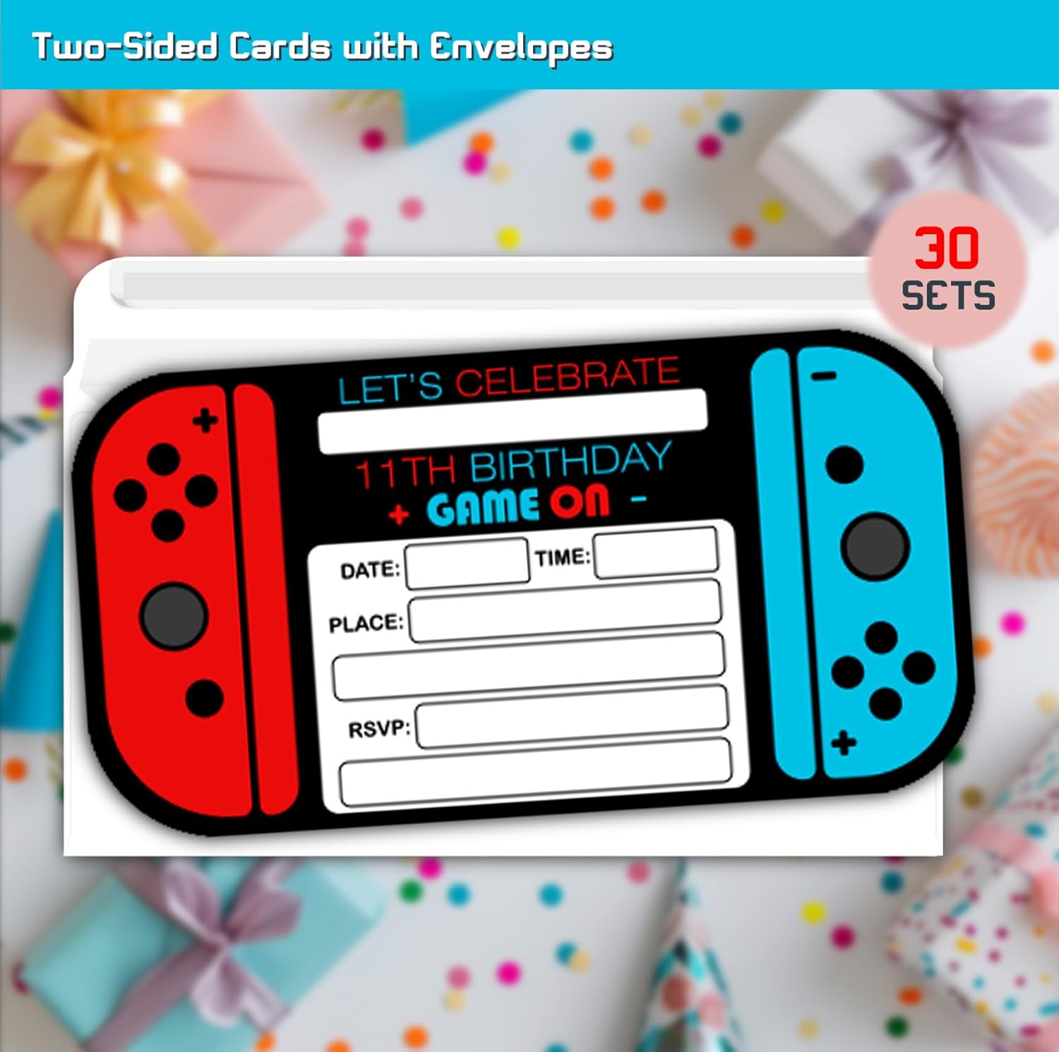 Video Game 11th Birthday Invitation Cards for Boys