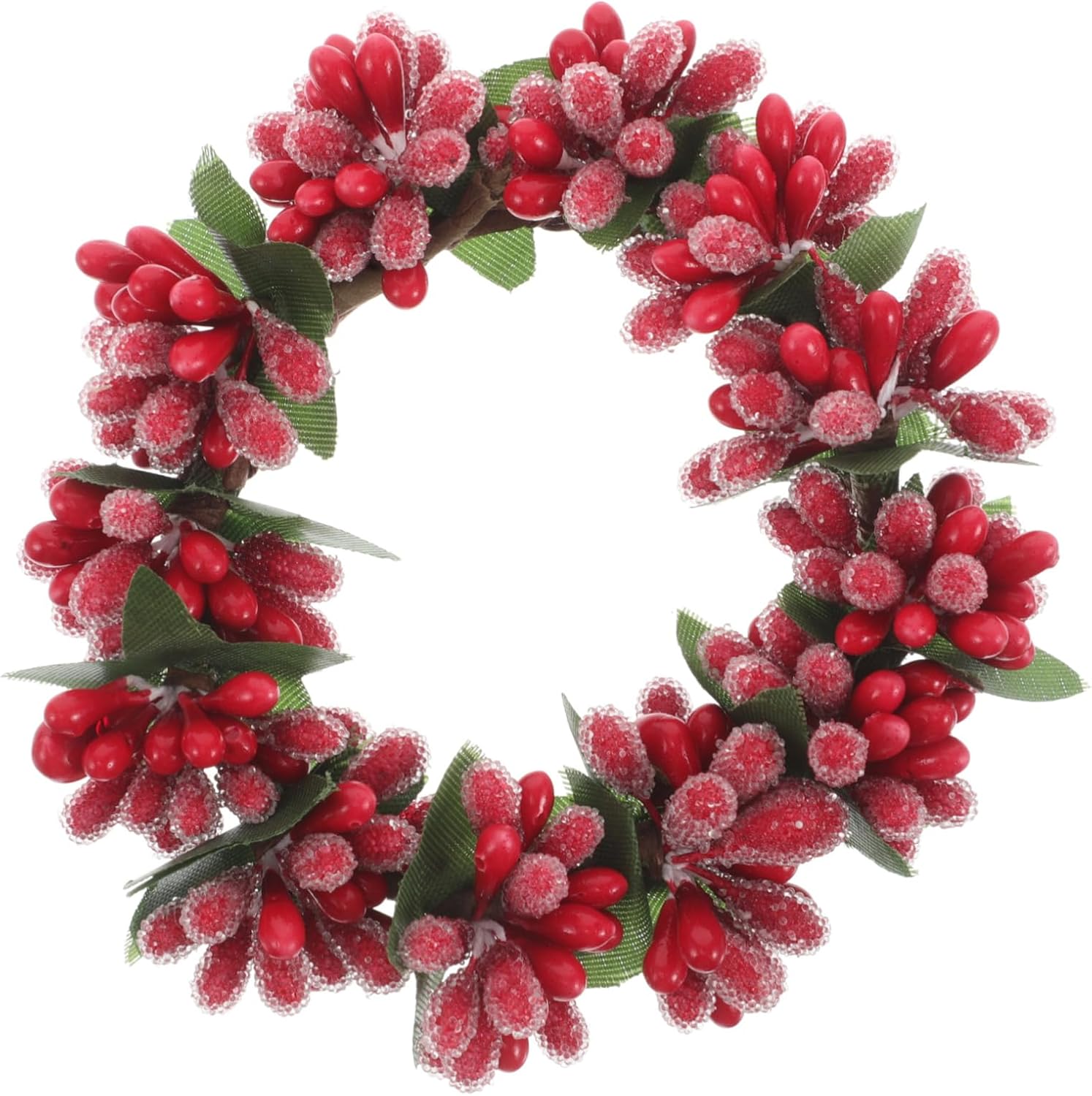Artificial Red Berries Candle Wreath Decor