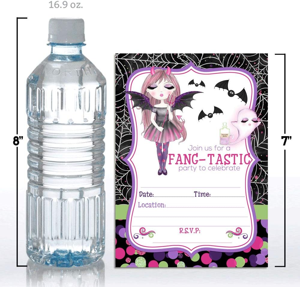 Fang-tastic Vampire Girl Halloween Party Invitations 20 pcs 5x7 Fill In Cards