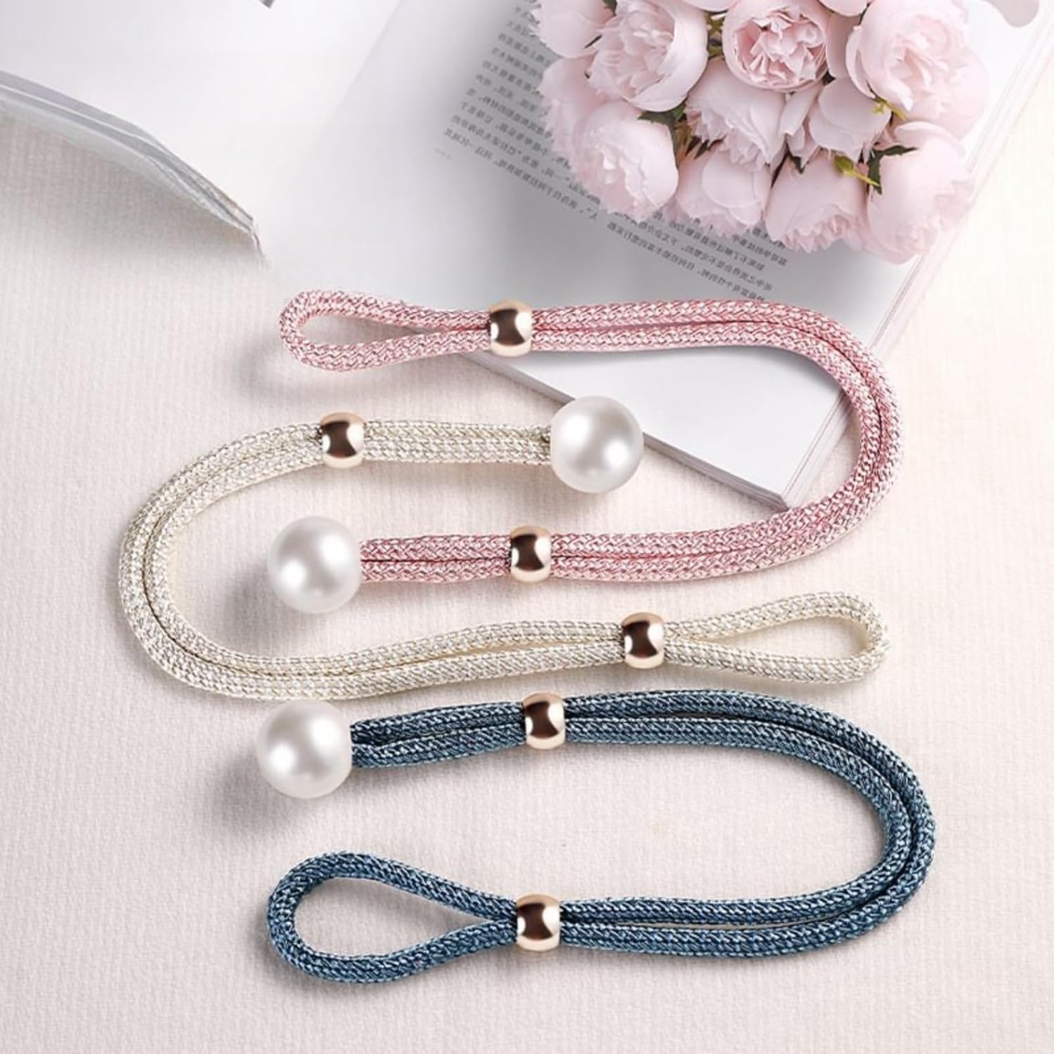 2 Pack Pink Handmade Curtain Tiebacks for Farmhouse Decor