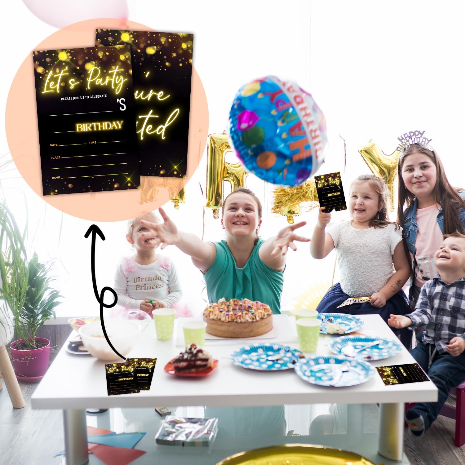 Lets Party Birthday Invites 20 Double Sided with Envelopes