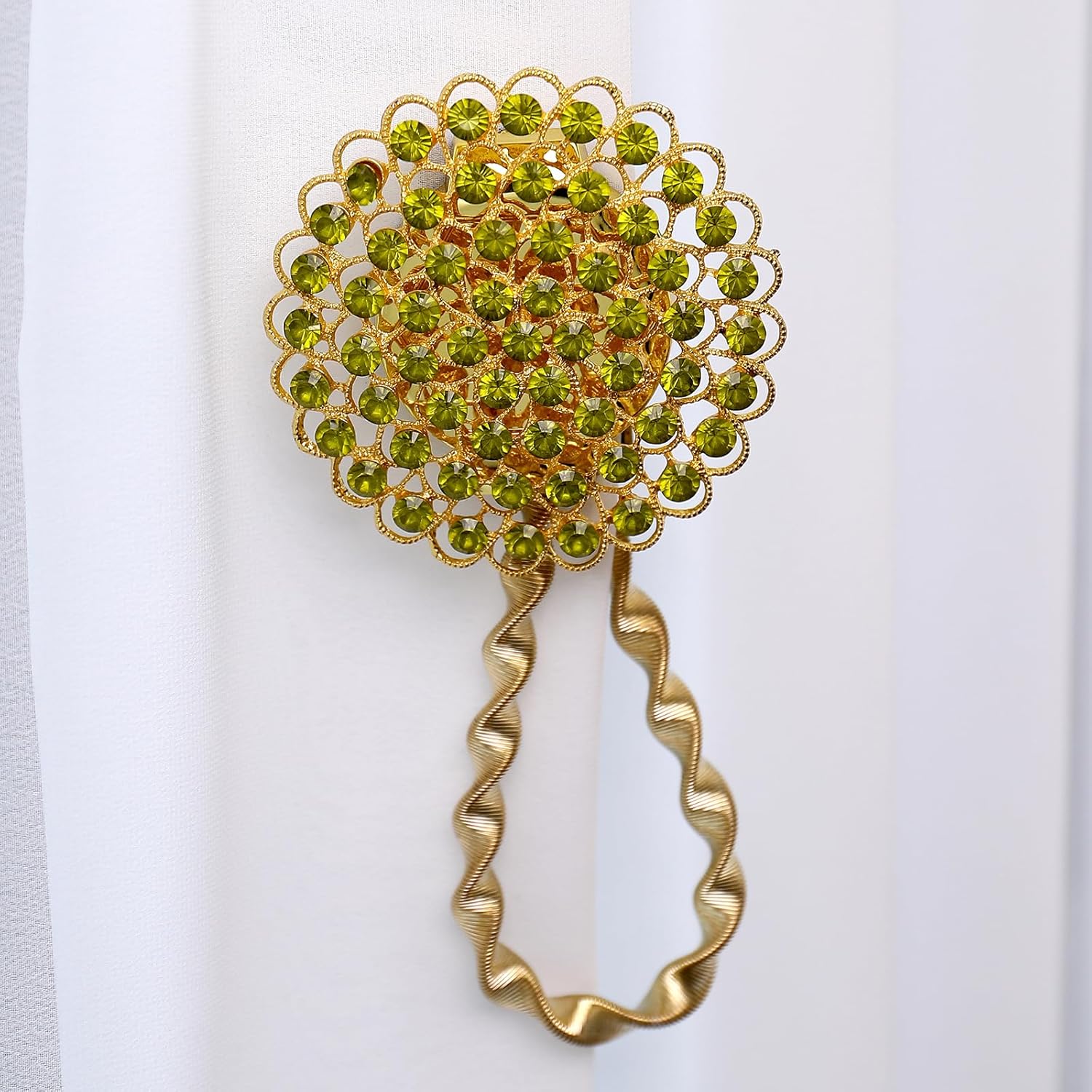 Luxury Crystal Magnetic Curtain Holdback with Flower Design